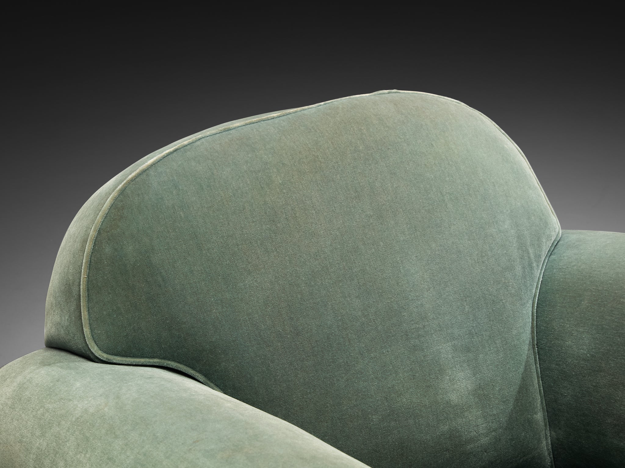 Pair of 1940s French Art Deco Lounge Chairs in Mint Green Velour Seating Morentz