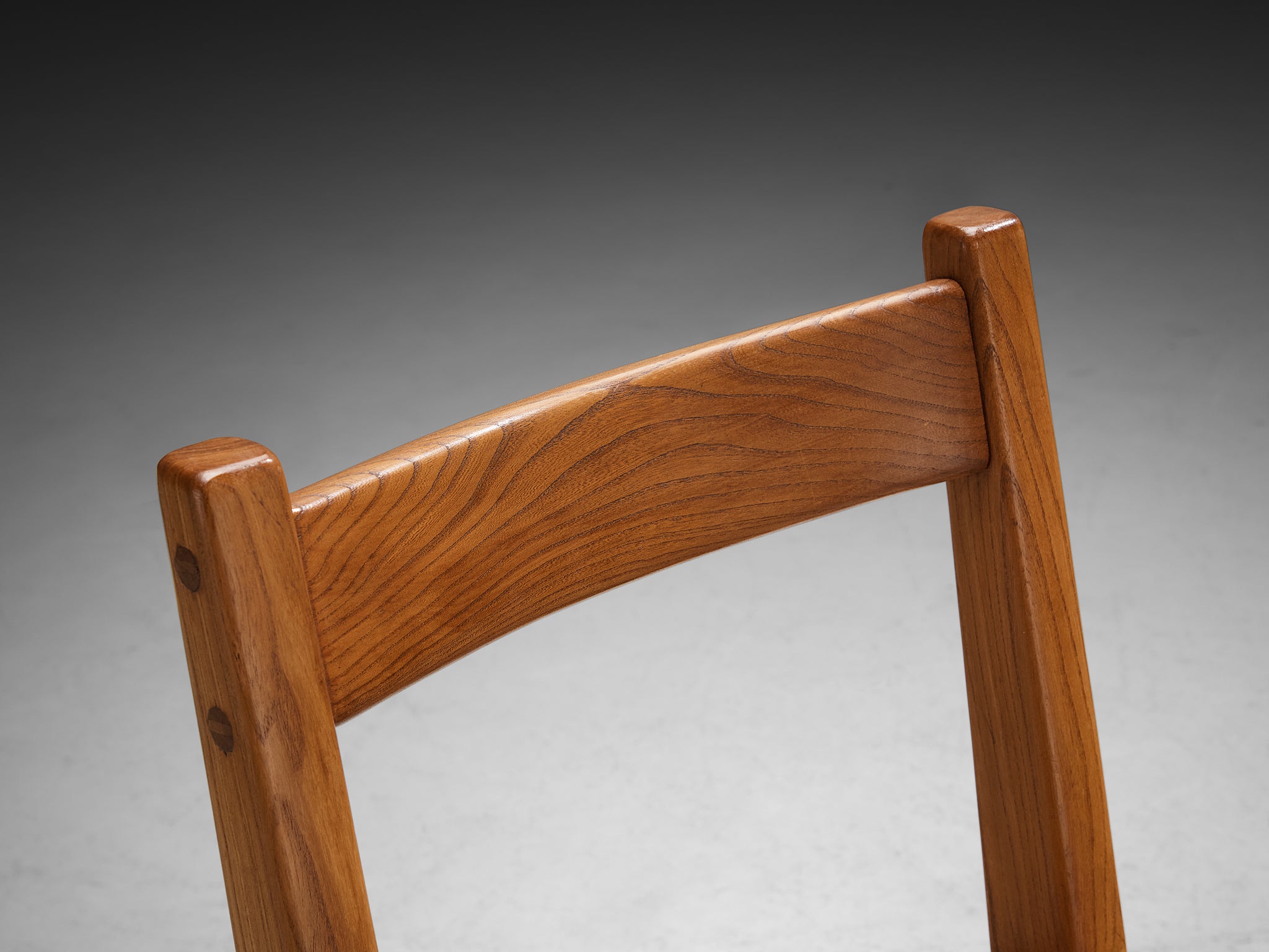 Set of Six French Naturalistic Dining Chairs in Solid Elm Seating Morentz