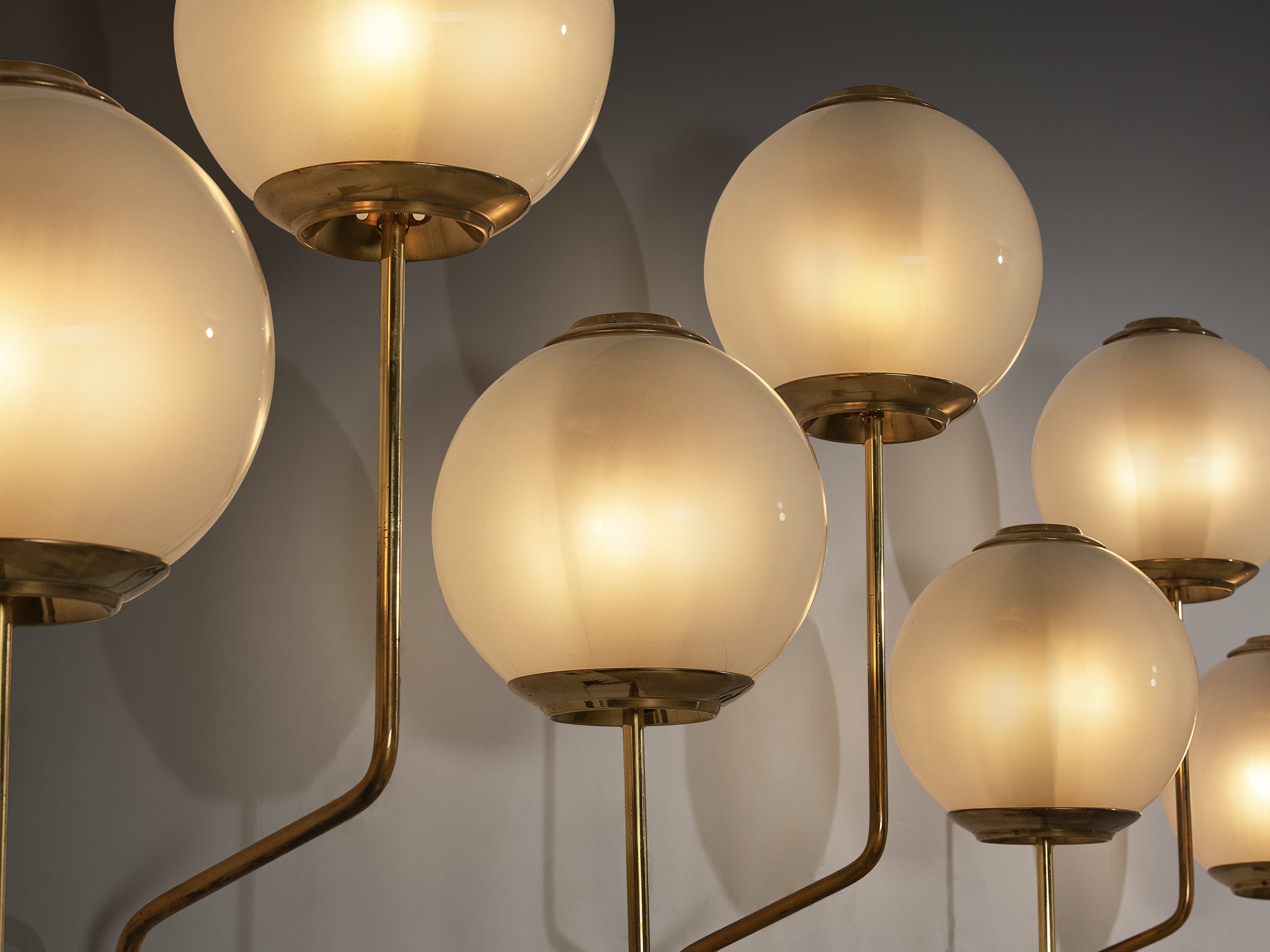 Luigi Caccia Dominioni for Azucena 'LP11' Wall Lights in Brass and Opaline Glass