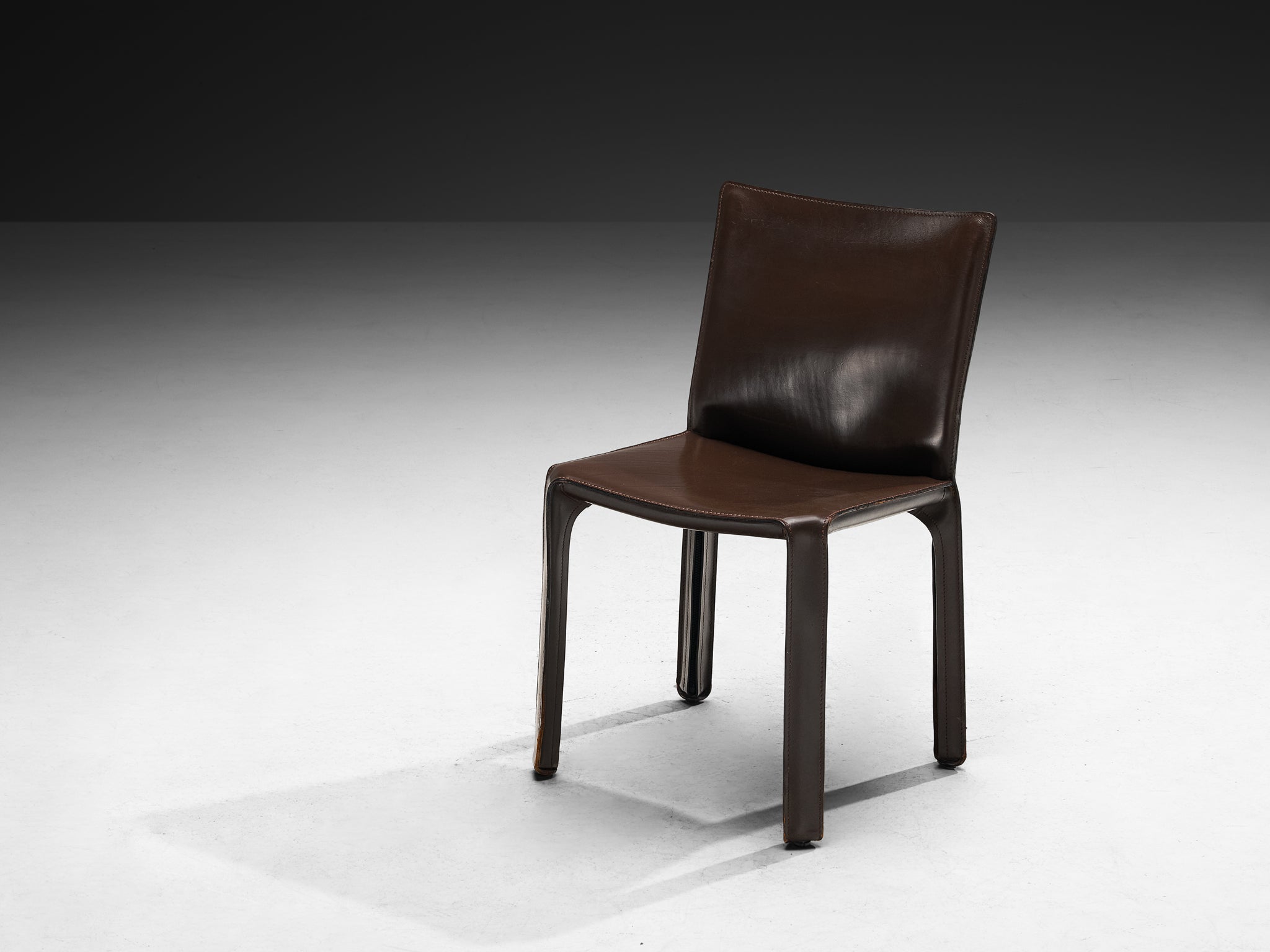 Mario Bellini for Cassina Set of Eight 'Cab' Dining Chairs in Brown Le