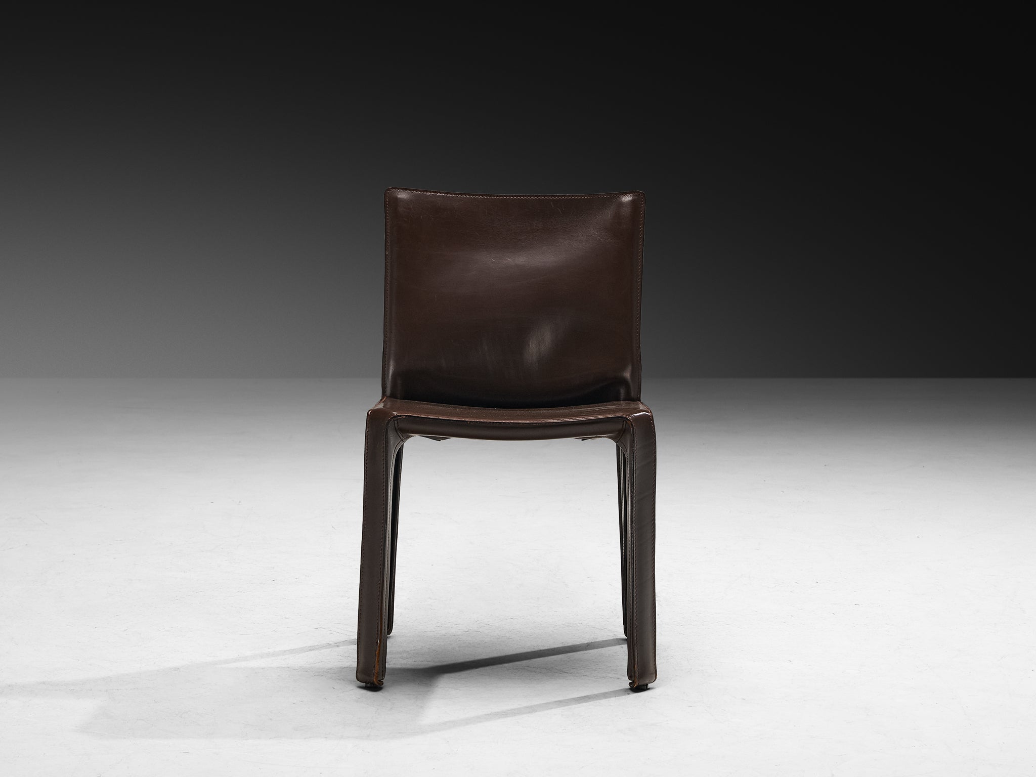 Mario Bellini for Cassina Set of Eight 'Cab' Dining Chairs in Brown Le
