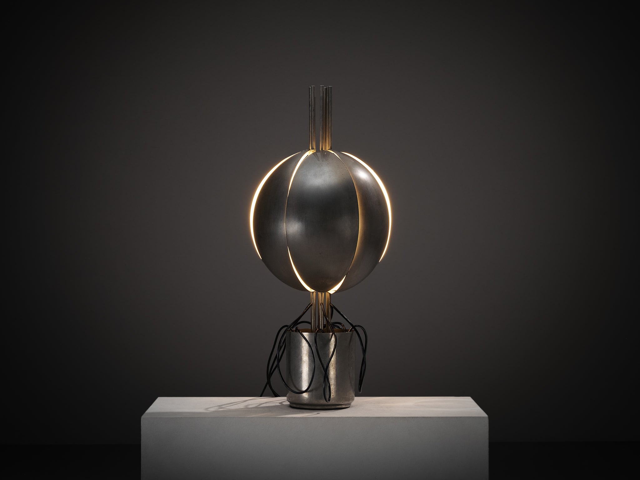 Jean-Pierre Vitrac for Verre Lumière 'Flower' Lamp with Movable Petals in Metal