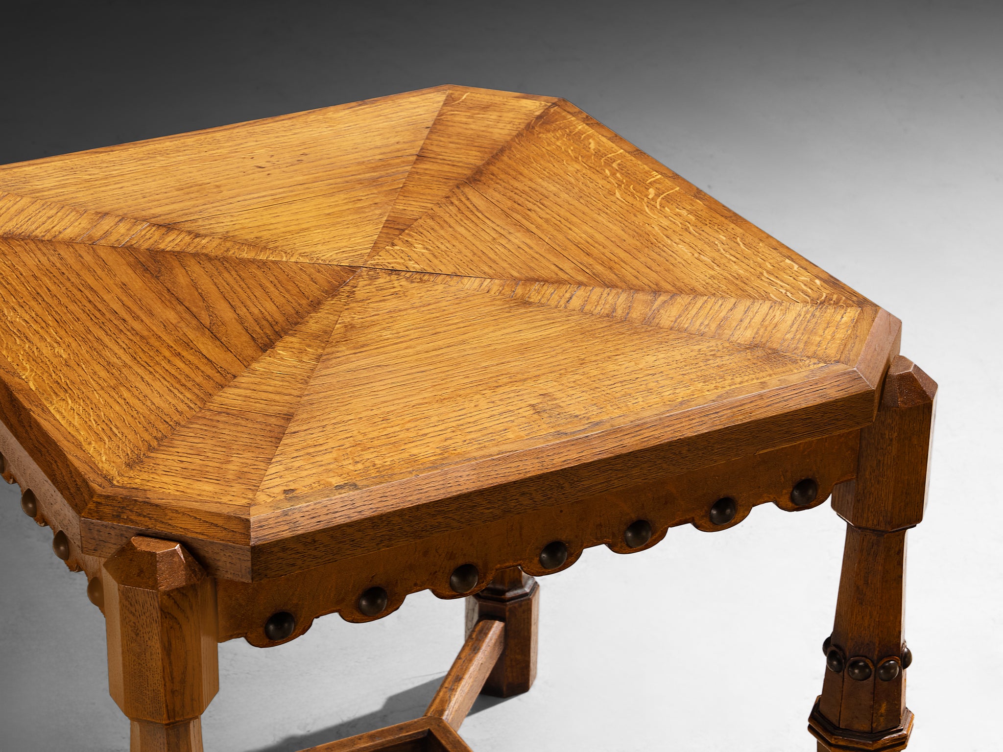 Ernesto Valabrega for Vittorio Valabrega Coffee Table in Carved Solid Oak Tables Morentz
