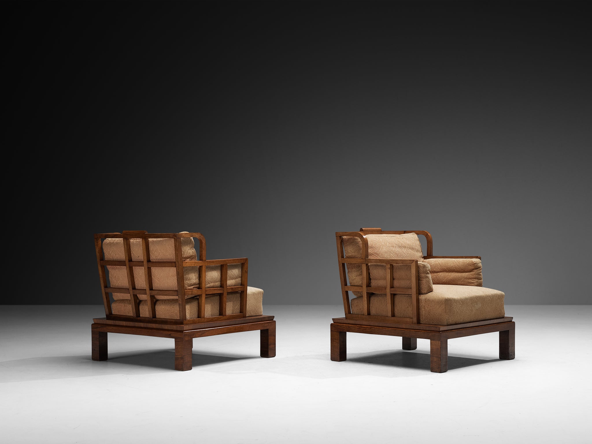 Pair of Austrian Art Deco Lounge Chairs in Mahogany Seating Morentz