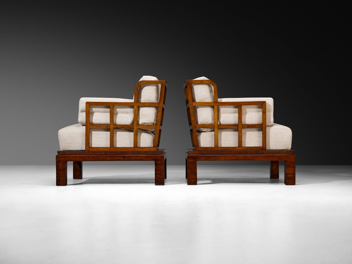 Pair of Austrian Art Deco Lounge Chairs in Mahogany Seating Morentz