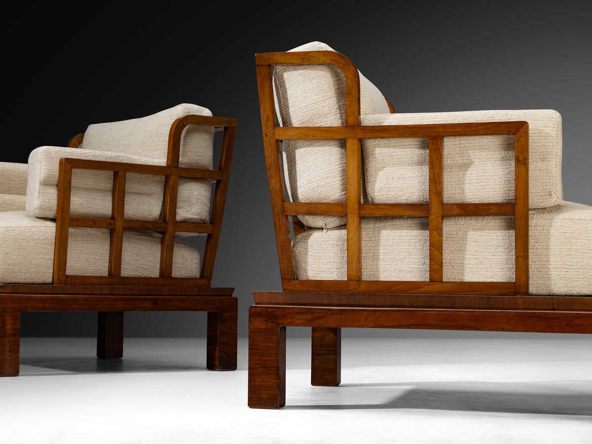 Pair of Austrian Art Deco Lounge Chairs in Mahogany Seating Morentz