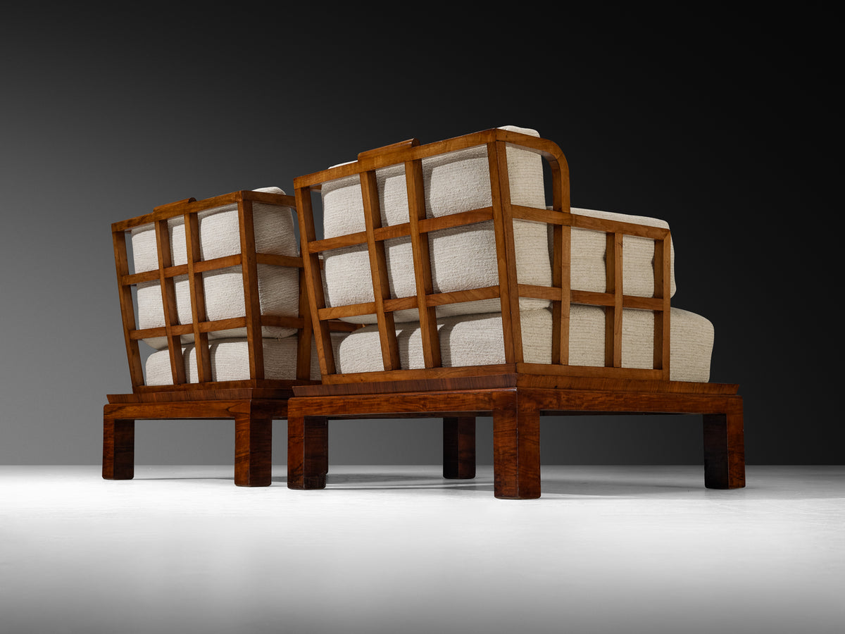 Pair of Austrian Art Deco Lounge Chairs in Mahogany Seating Morentz