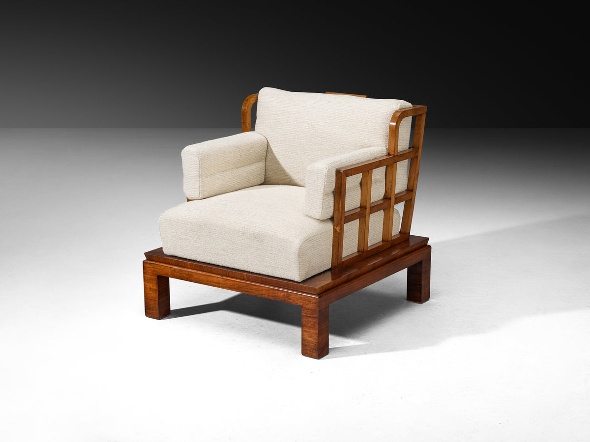 Pair of Austrian Art Deco Lounge Chairs in Mahogany Seating Morentz