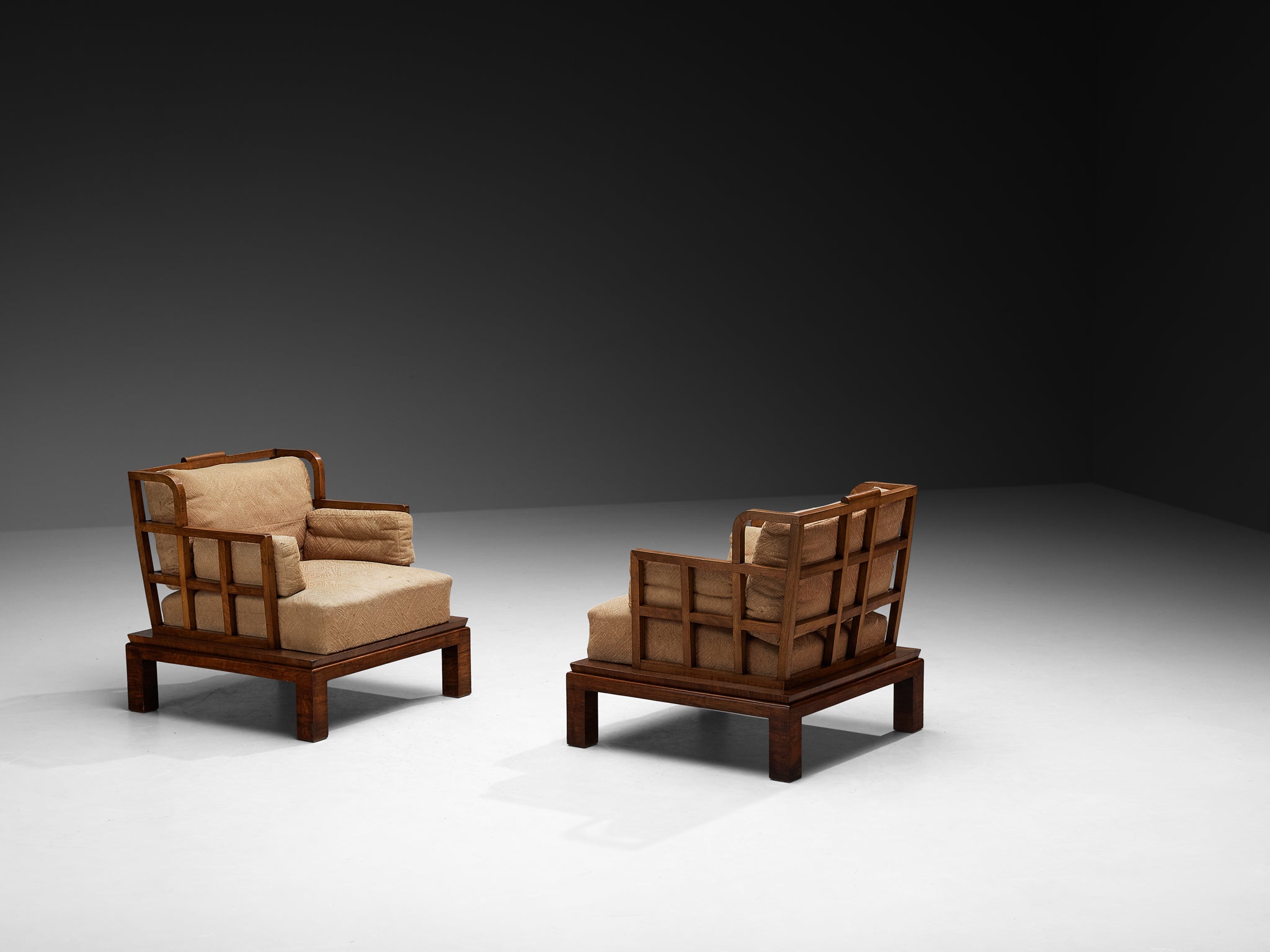 Pair of Austrian Art Deco Lounge Chairs in Mahogany Seating Morentz