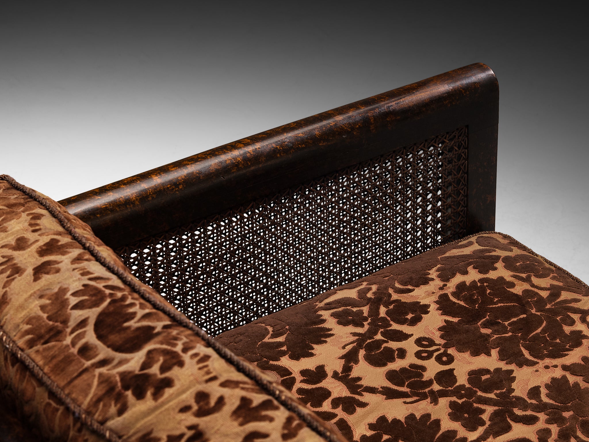 Art Deco Lounge Chair in Wood and Cane Seating Morentz