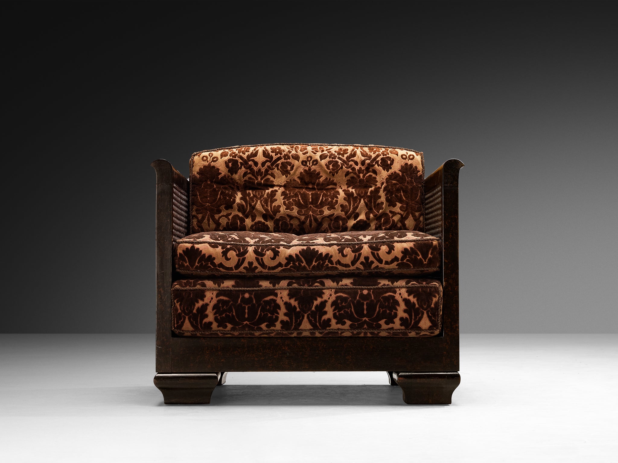 Art Deco Lounge Chair in Wood and Cane Seating Morentz