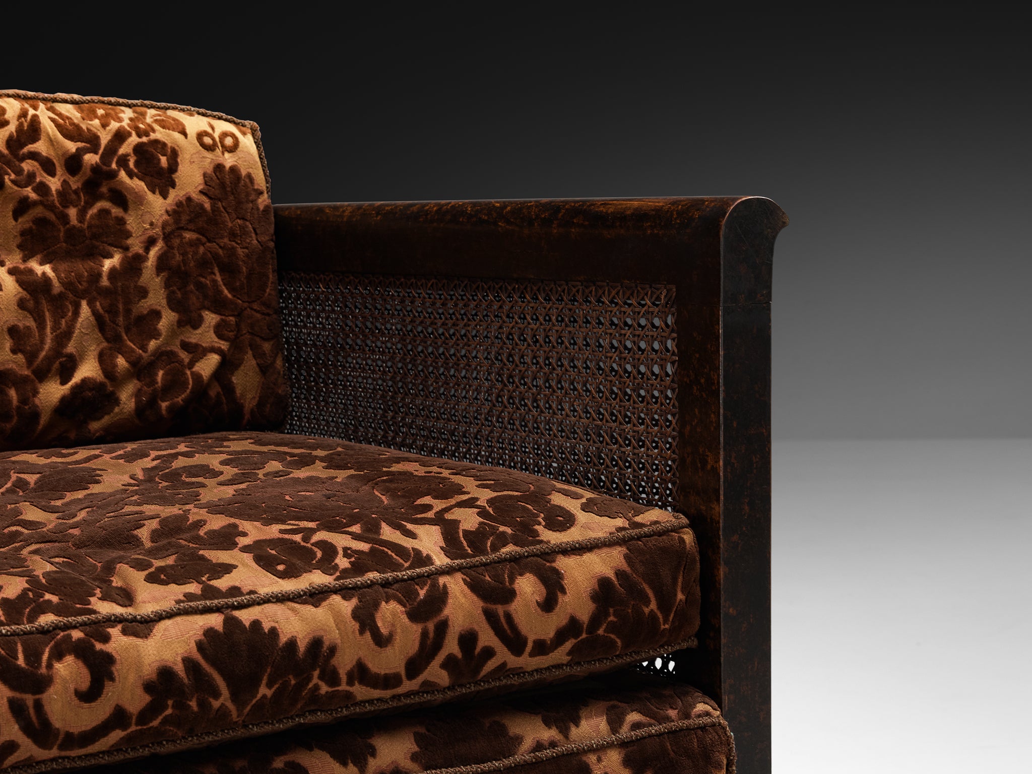 Art Deco Lounge Chair in Wood and Cane Seating Morentz