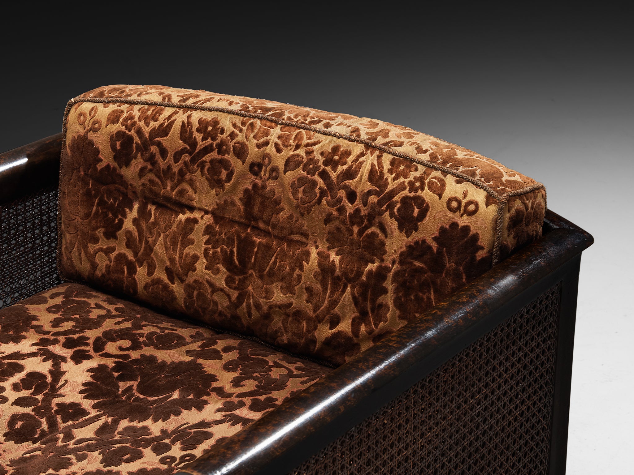 Art Deco Lounge Chair in Wood and Cane Seating Morentz