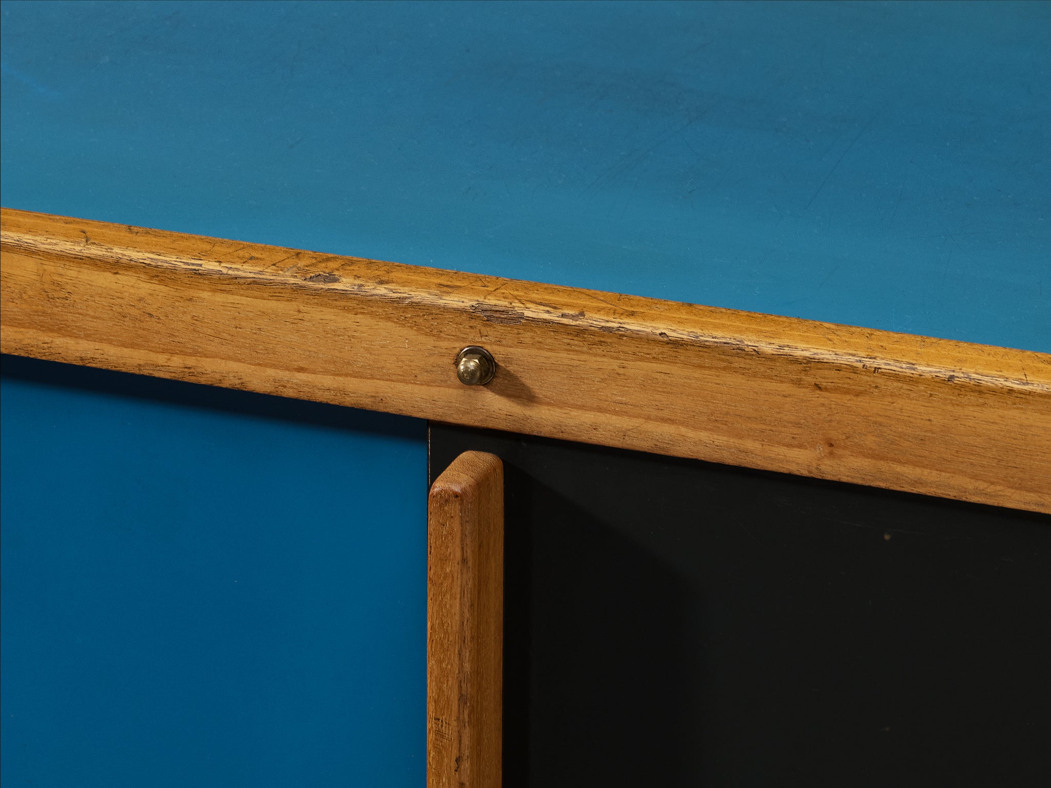 André Sornay Rare Sideboard with Double-Sliding Doors in Blue and Blac