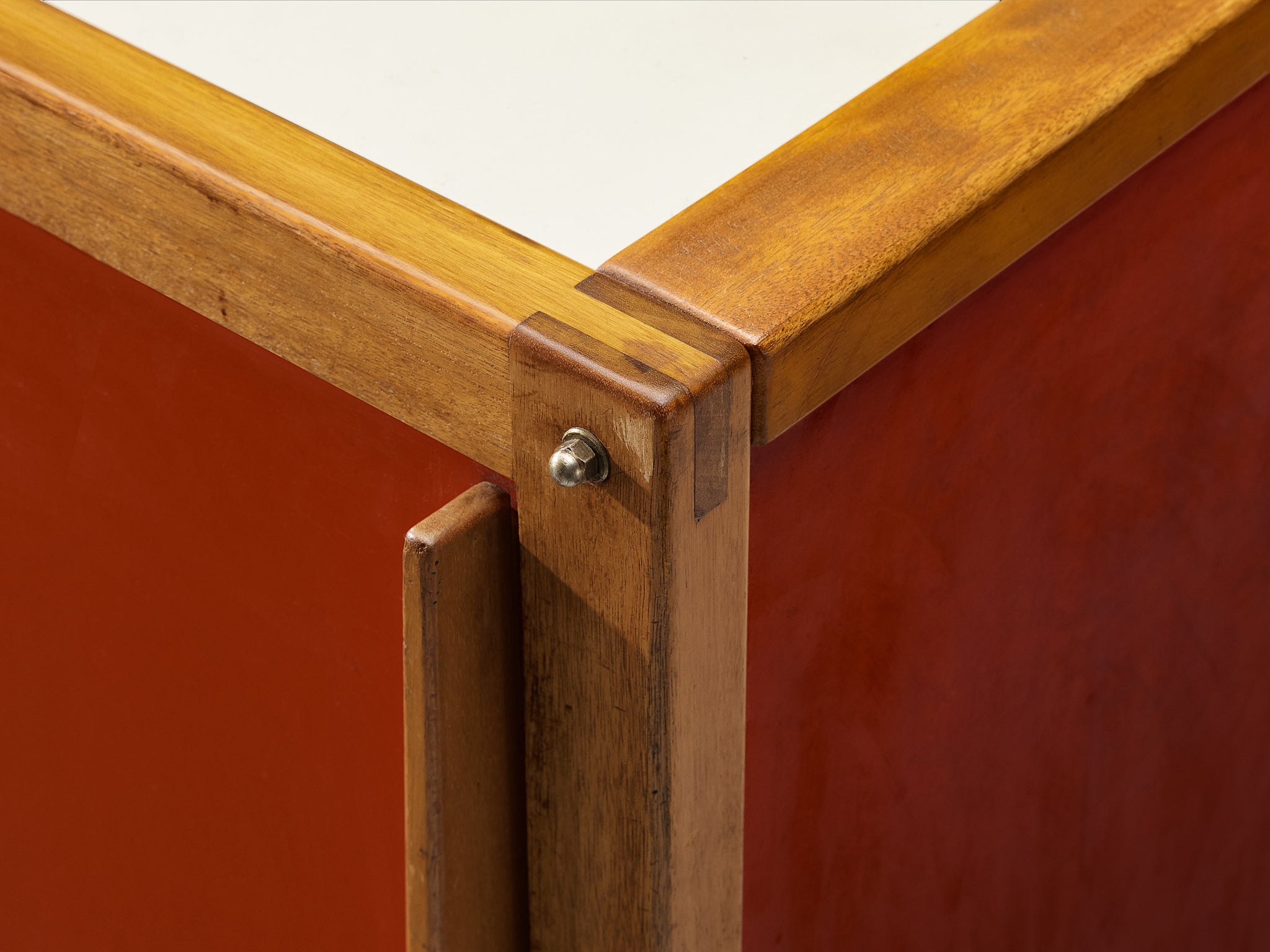 André Sornay Rare Sideboard with Double-Sliding Doors in Red Case pieces and storage cabinets Morentz