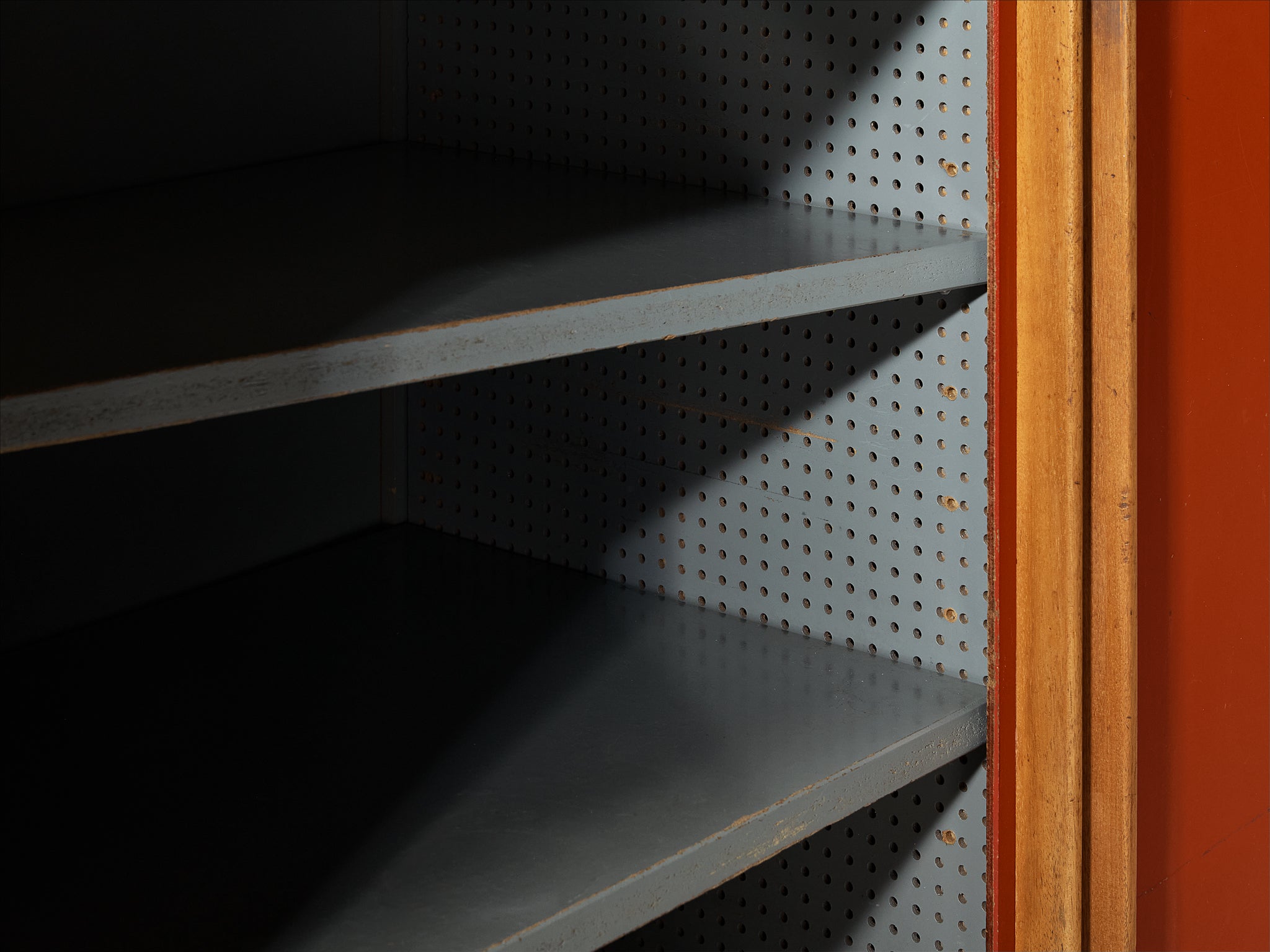 André Sornay Rare Sideboard with Double-Sliding Doors in Red Case pieces and storage cabinets Morentz