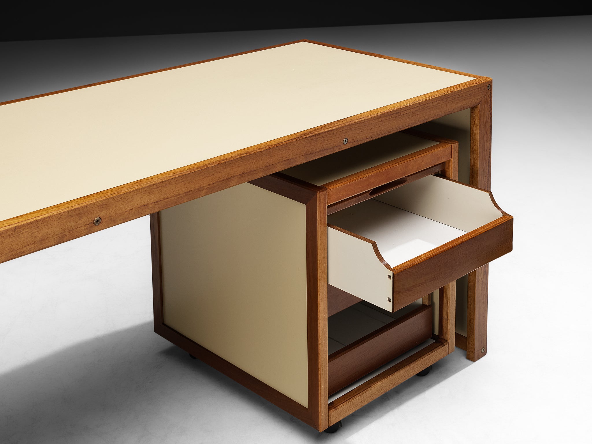 André Sornay Rare Writing Desk with Movable Cabinets in Mahogany Tables Morentz