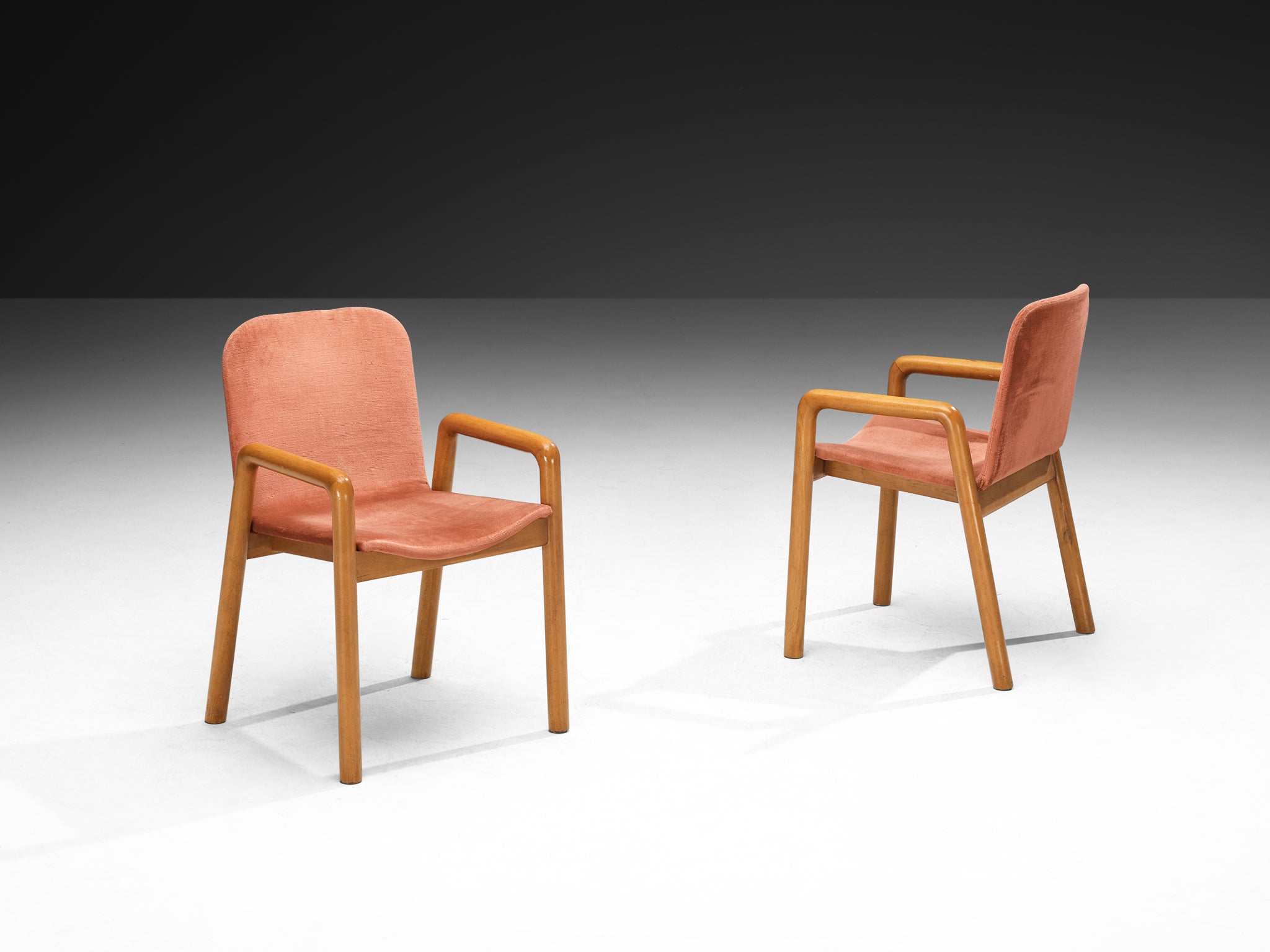 Guido Faleschini for I4 Mariani Pair of 'Dilos' Dining Chairs in Dusty Rose Velvet Seating Morentz