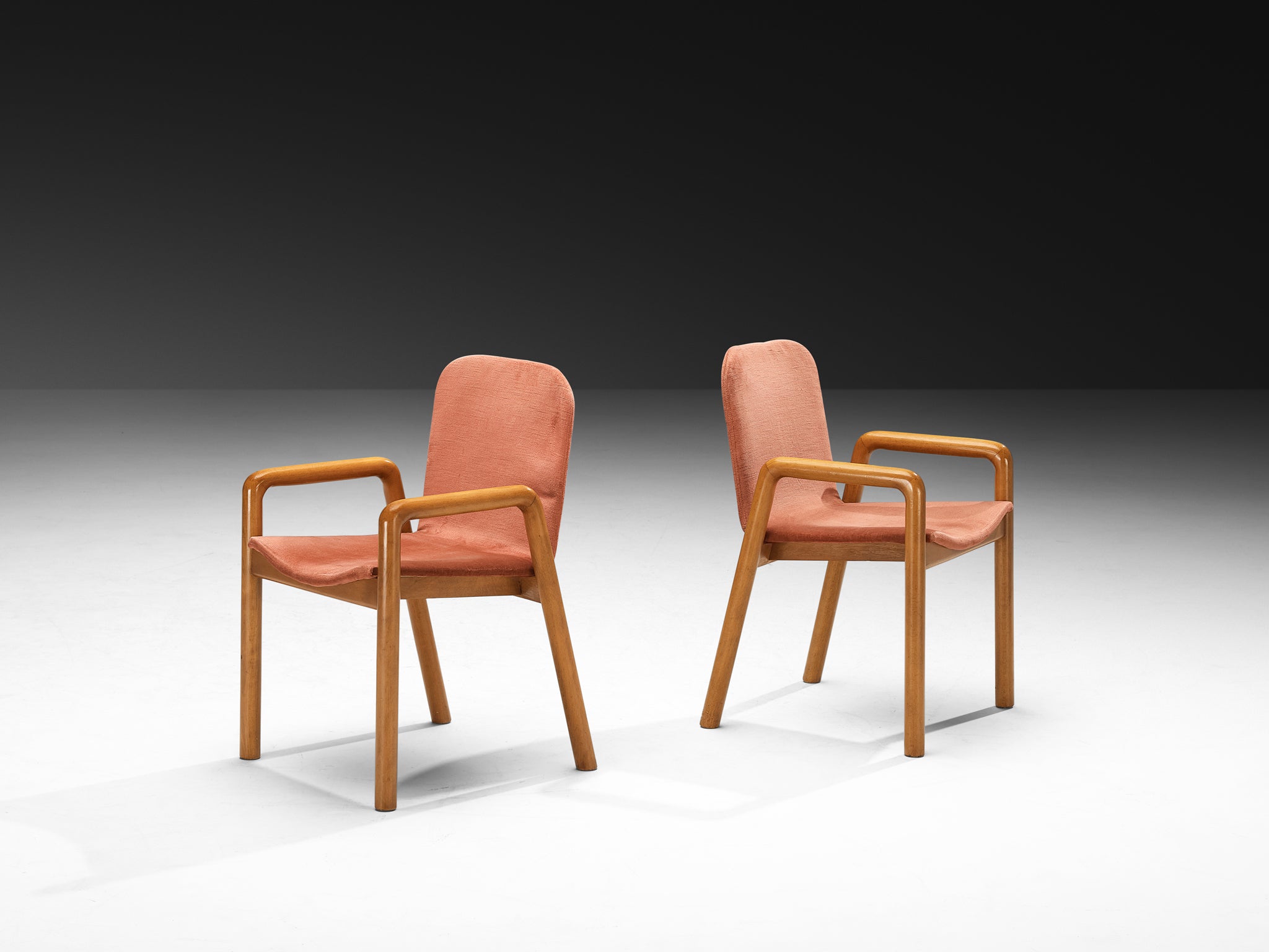 Guido Faleschini for I4 Mariani Pair of 'Dilos' Dining Chairs in Dusty Rose Velvet Seating Morentz
