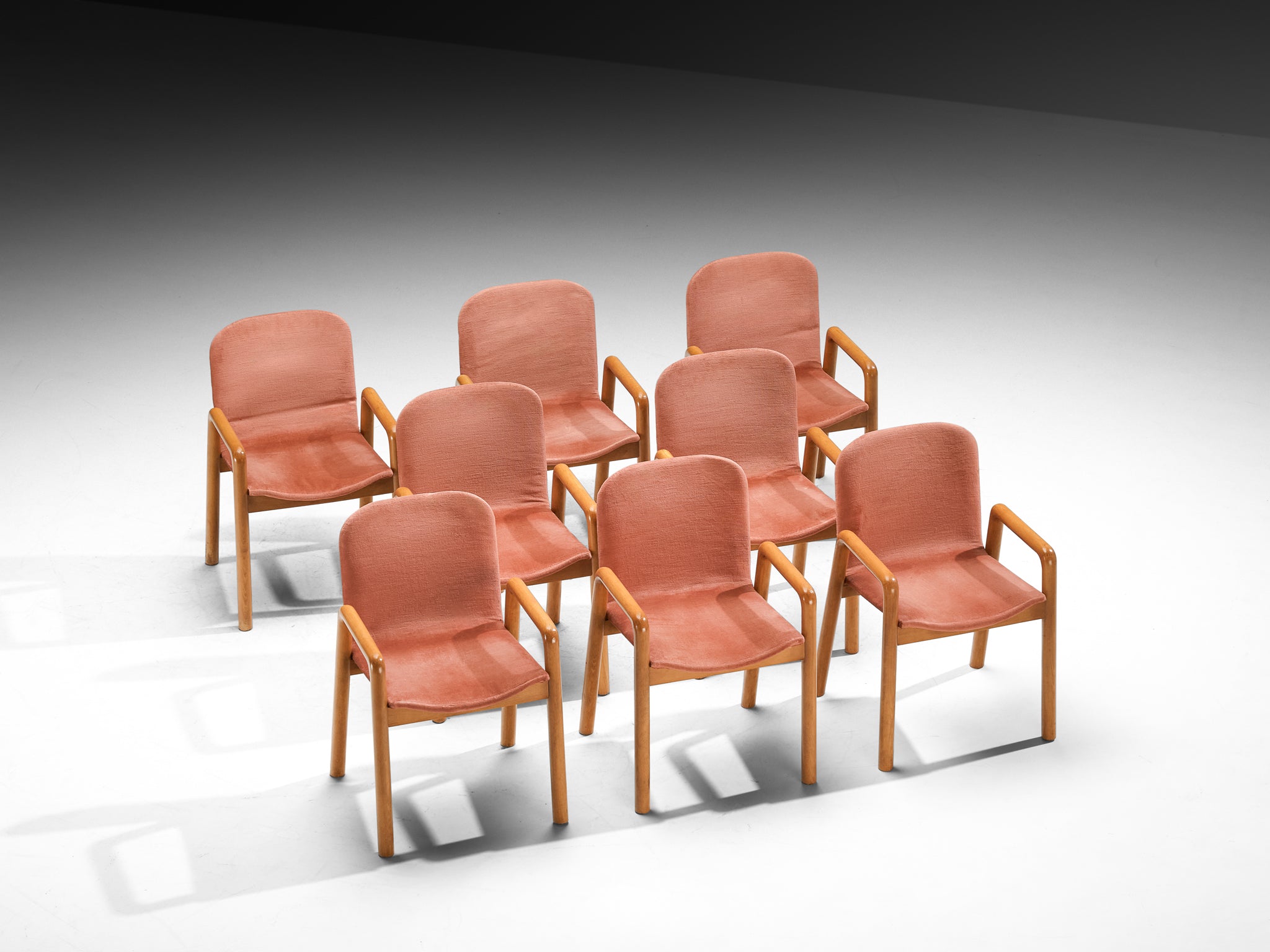 Guido Faleschini for I4 Mariani Set of Eight 'Dilos' Dining Chairs in Dusty Rose Velvet Seating Morentz