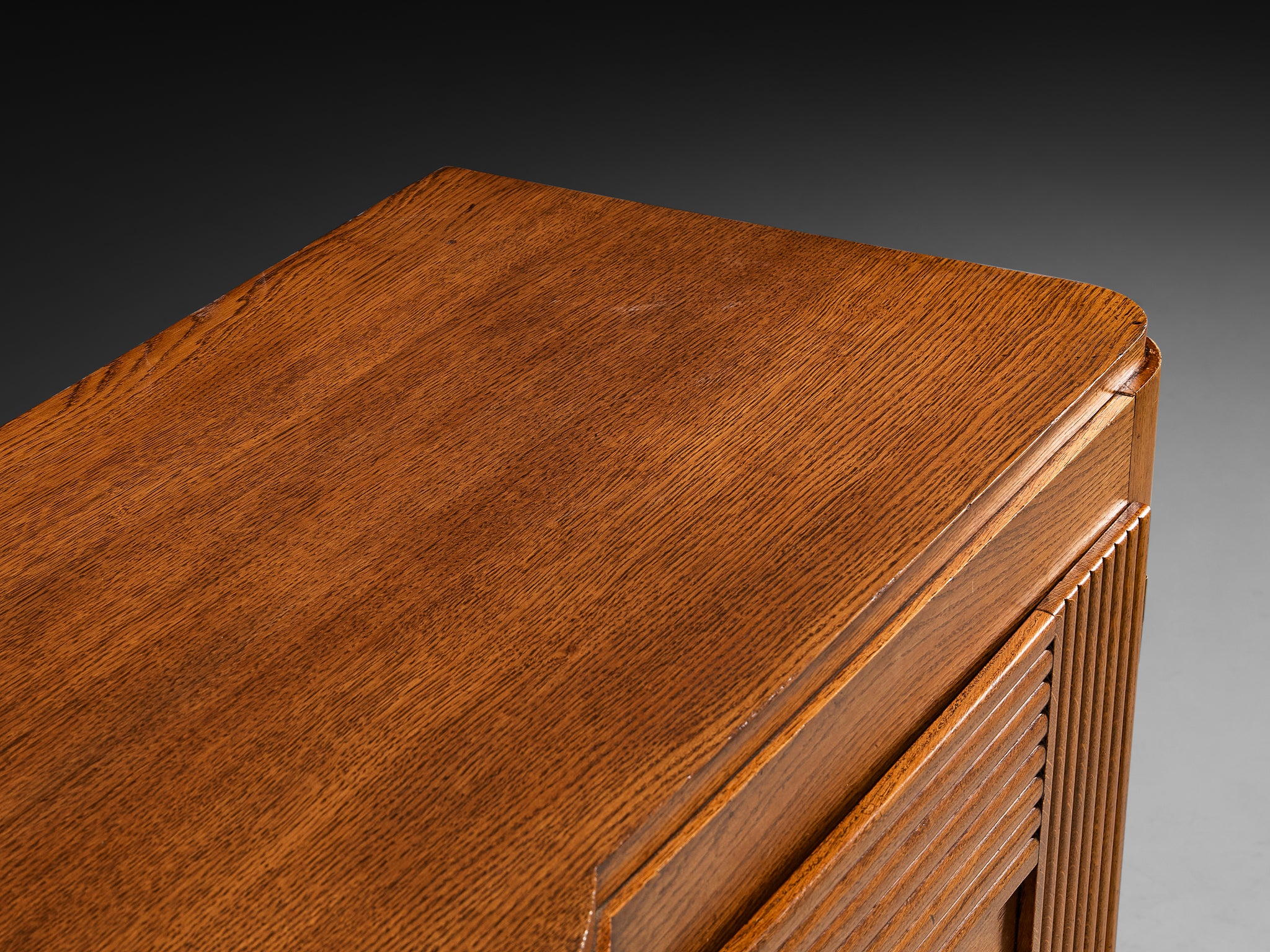 Graphic French Art Deco Sideboard in Patinated Oak