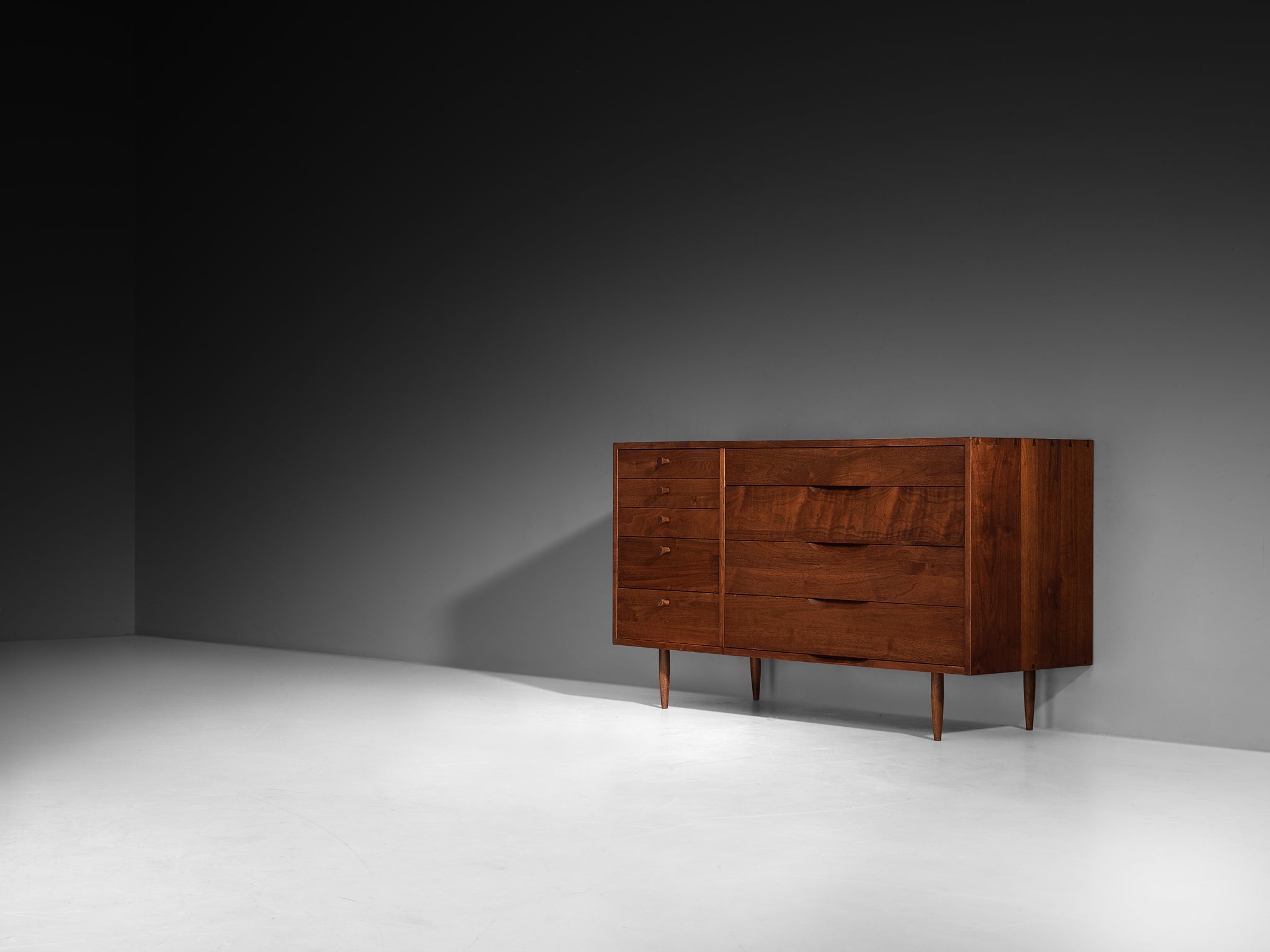 Phillip Lloyd Powell Custom-Made Chest of Drawers in Solid Walnut Case pieces and storage cabinets Morentz