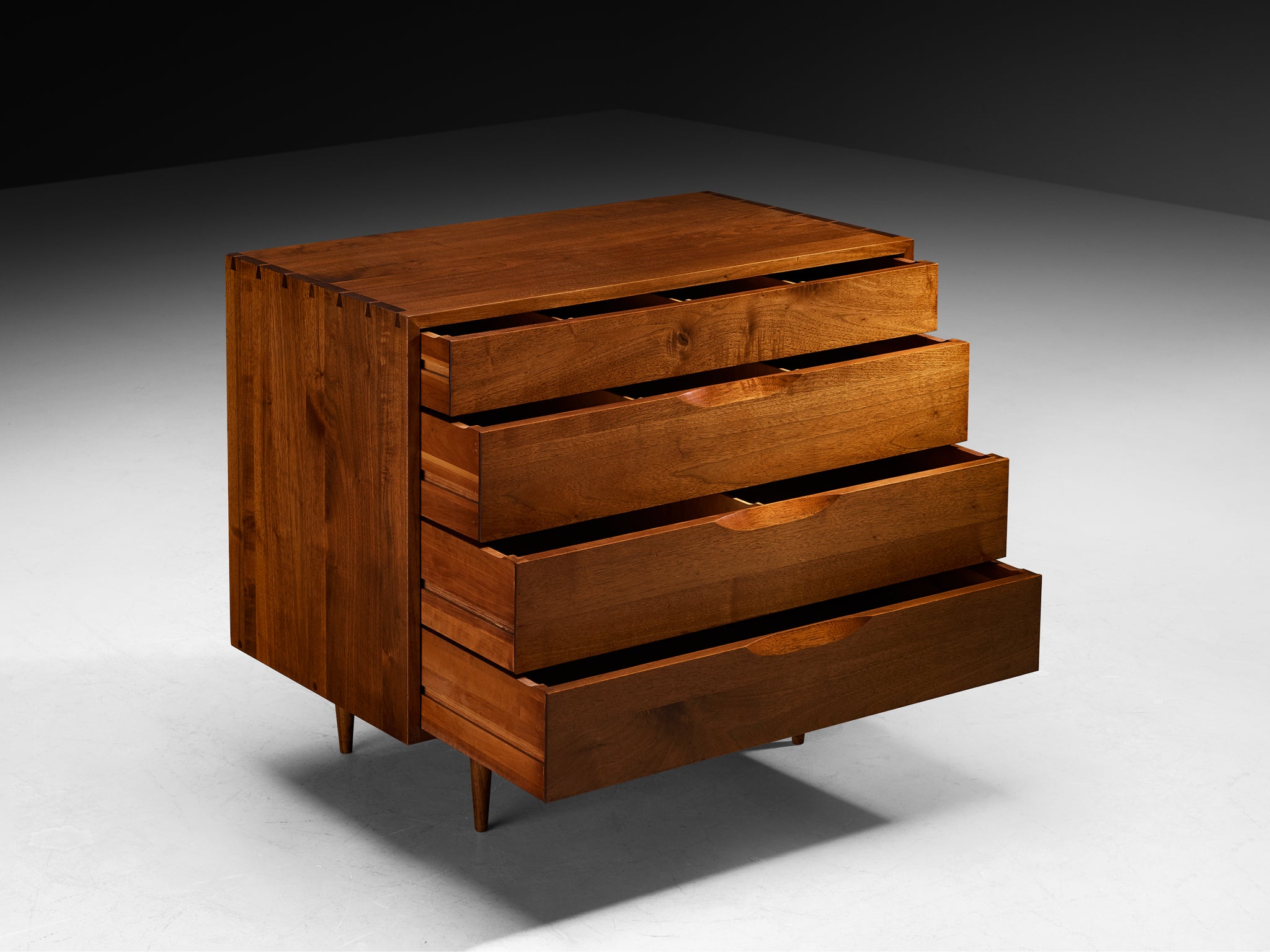 Phillip Lloyd Powell Custom-Made Chest of Drawers in Solid Walnut Case pieces and storage cabinets Morentz