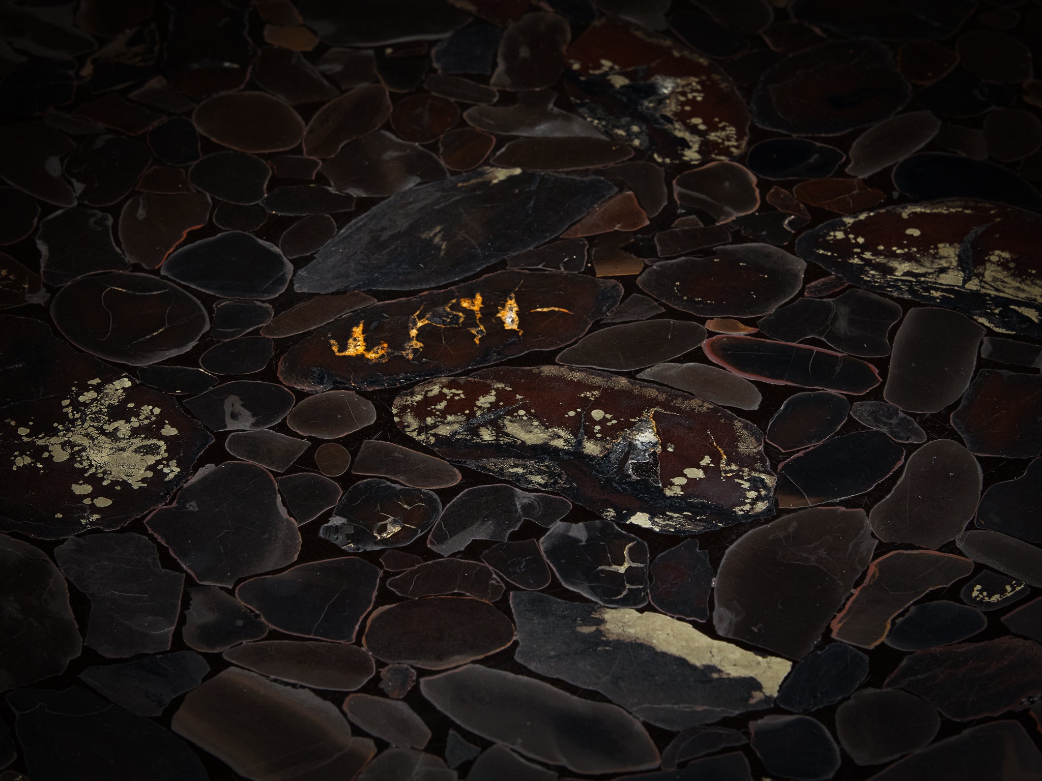 Rare Jean Claude Dresse Mosaic Coffee Table in Hematite Tables Morentz