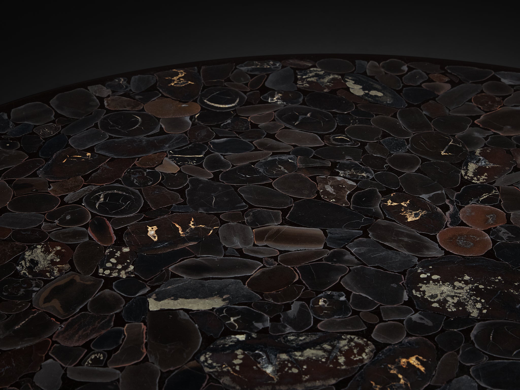 Rare Jean Claude Dresse Mosaic Coffee Table in Hematite Tables Morentz