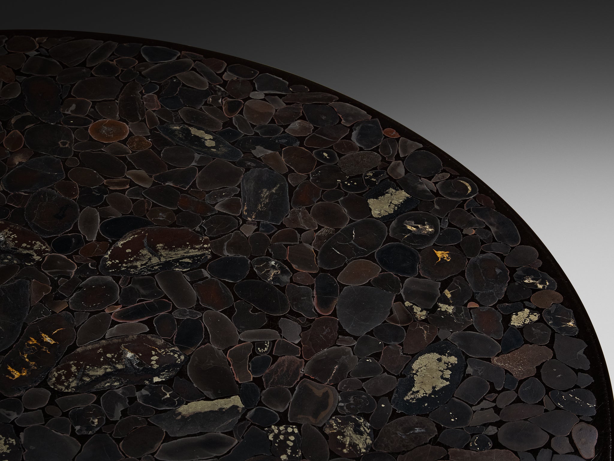 Rare Jean Claude Dresse Mosaic Coffee Table in Hematite Tables Morentz