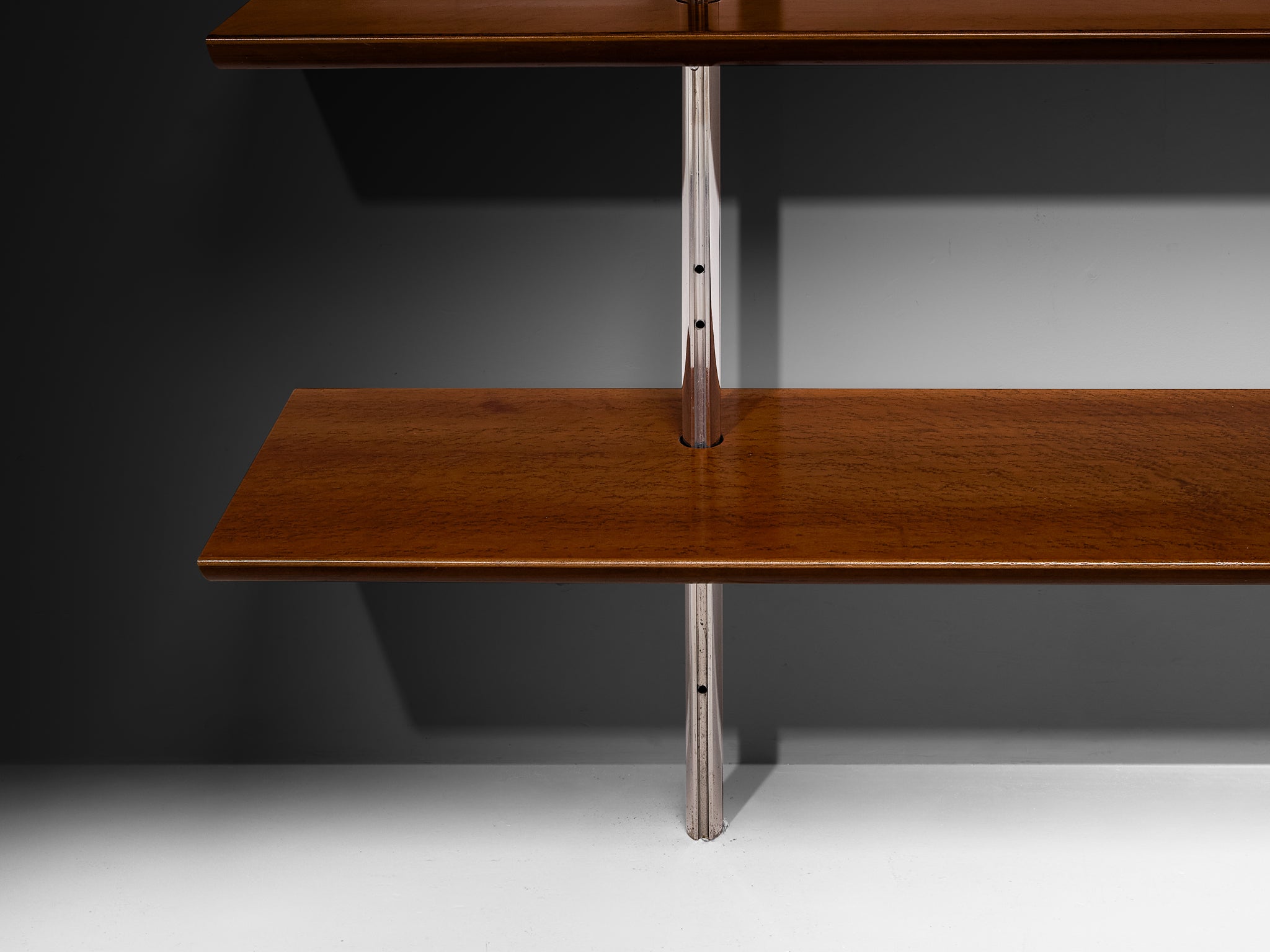 Luxurious Italian Library Wall Unit in Maple and Aluminum Case pieces and storage cabinets Morentz