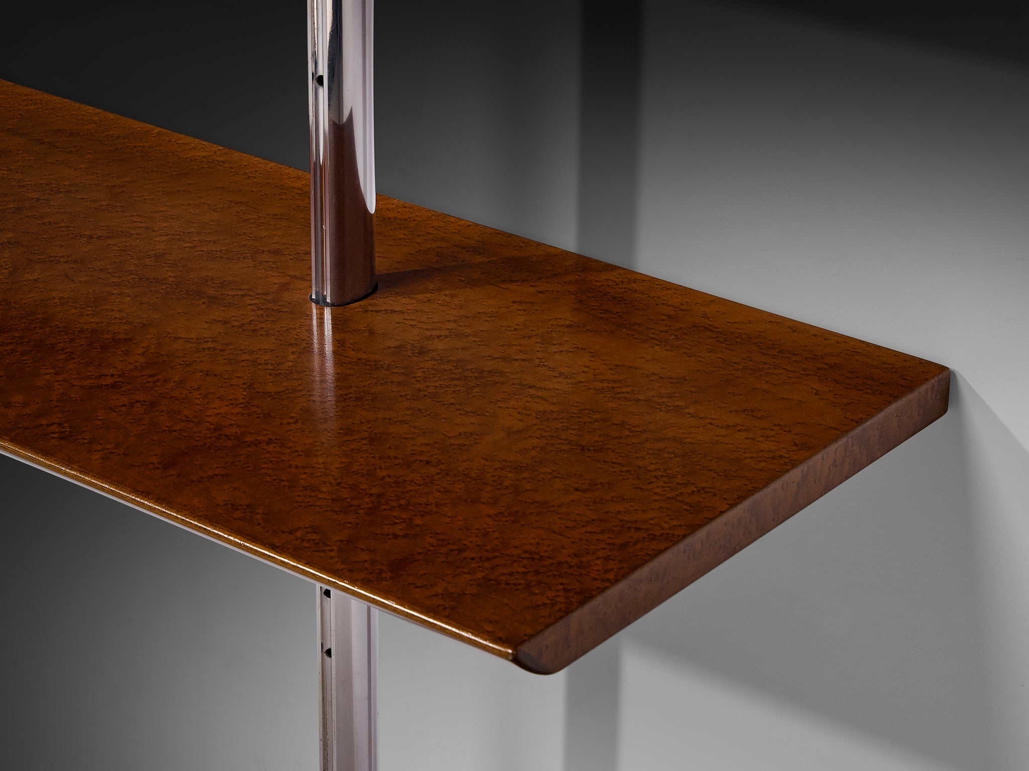 Luxurious Italian Library Wall Unit in Maple and Aluminum Case pieces and storage cabinets Morentz