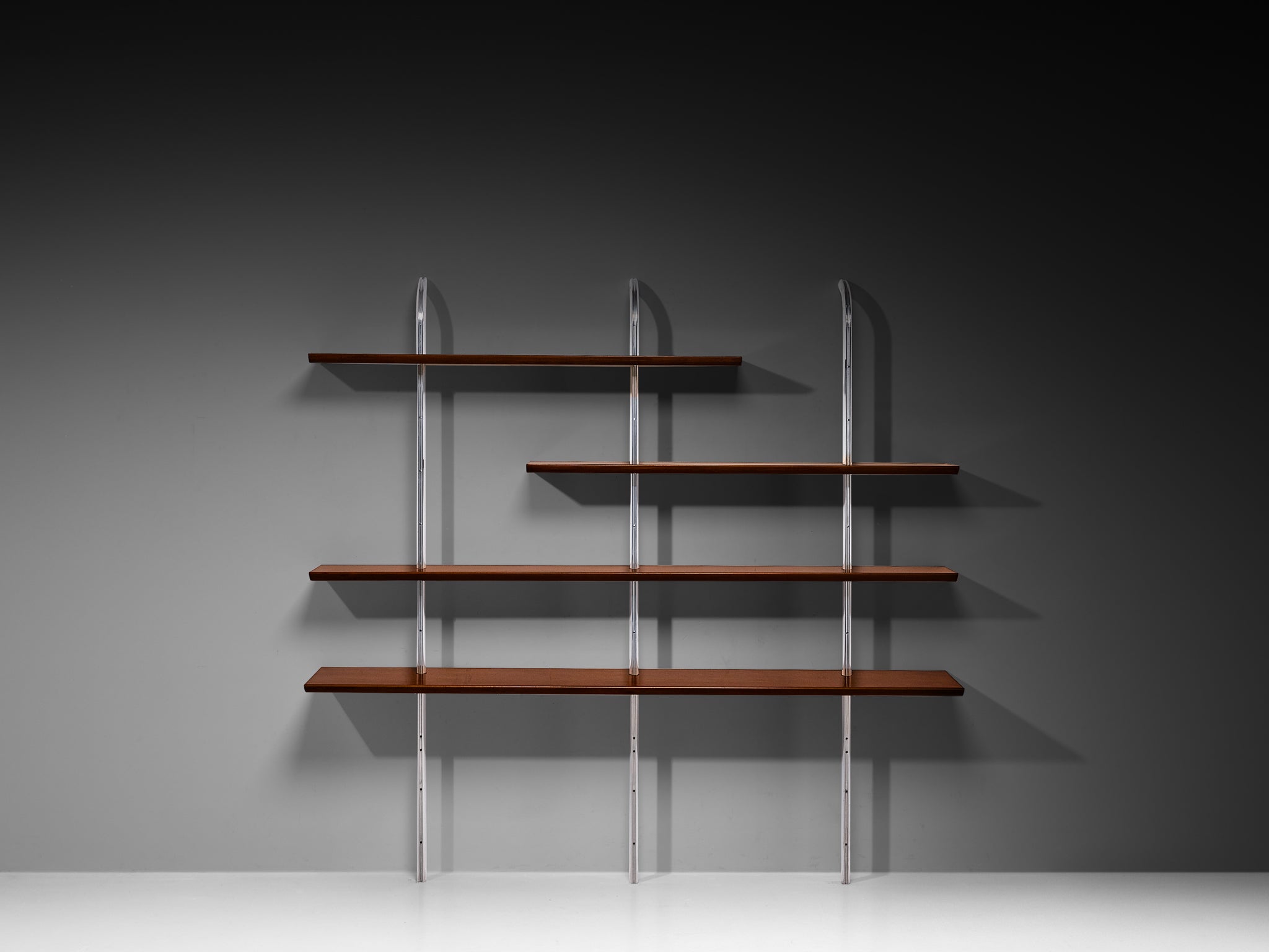 Luxurious Italian Library Wall Unit in Maple and Aluminum Case pieces and storage cabinets Morentz