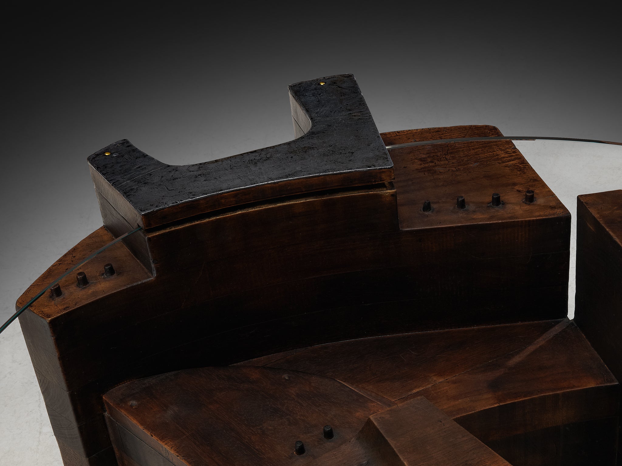 Nerone & Patuzzi for Gruppo NP2 'C10T' Coffee Table in Wood and Crystal Glass Tables Morentz