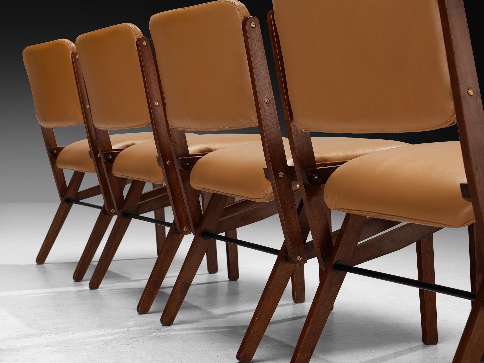 Rare Titina Ammannati & Giampiero Vitelli Set of Four Dining Chairs in Mahogany Seating Morentz