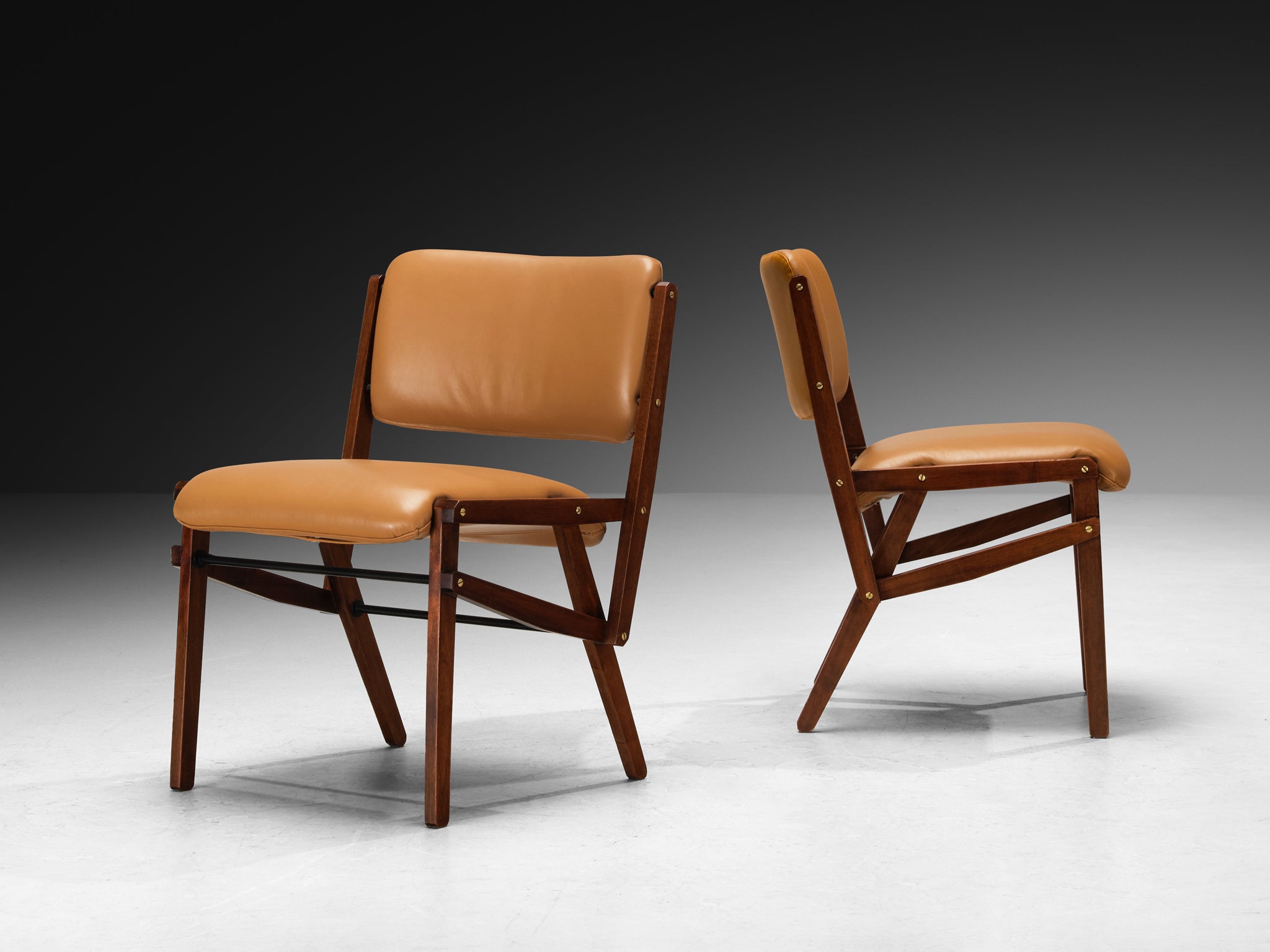 Rare Titina Ammannati & Giampiero Vitelli Set of Four Dining Chairs in Mahogany Seating Morentz