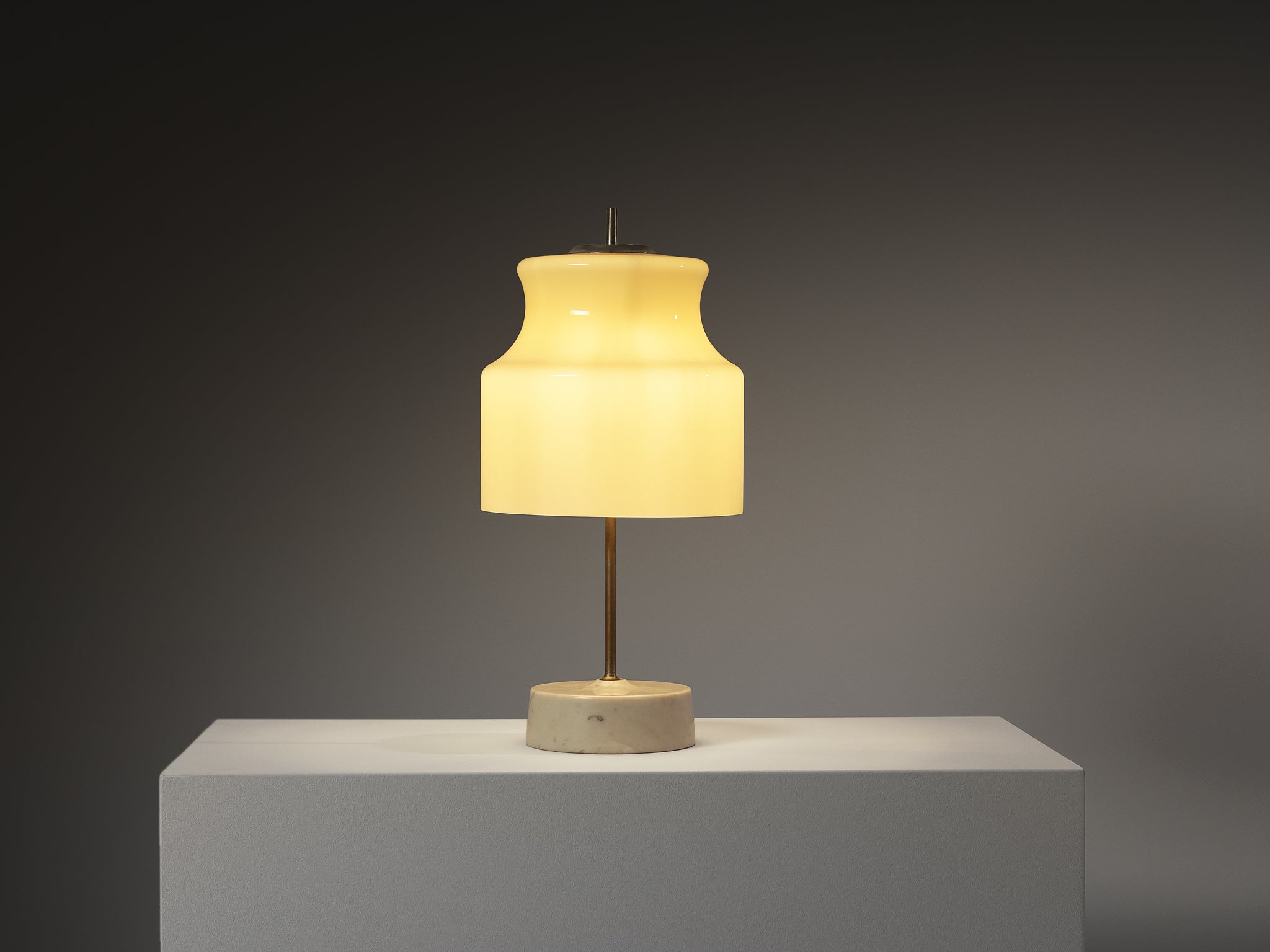 Italian Table Lamp with Carrara Marble Base Lighting Morentz