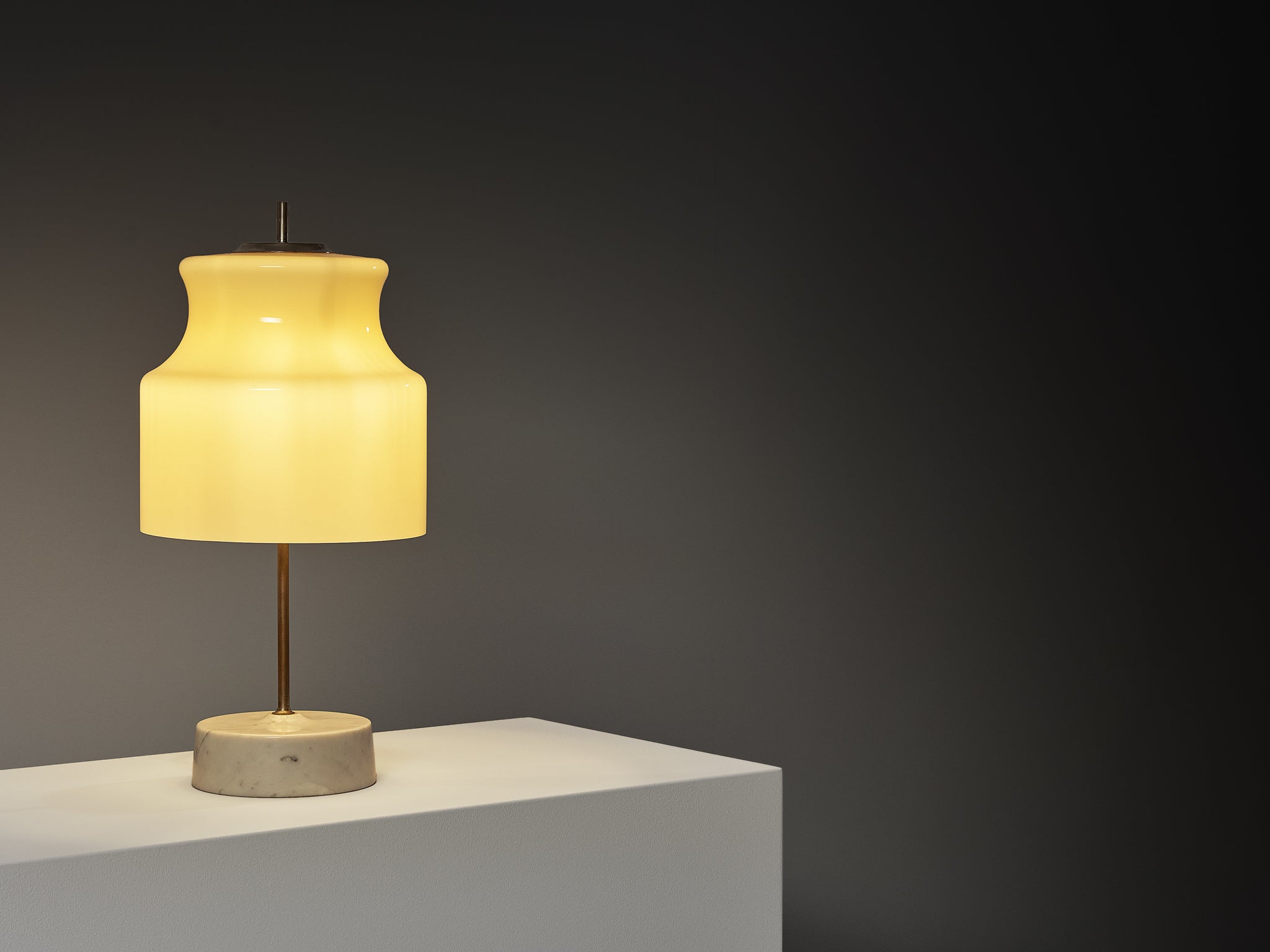 Italian Table Lamp with Carrara Marble Base Lighting Morentz