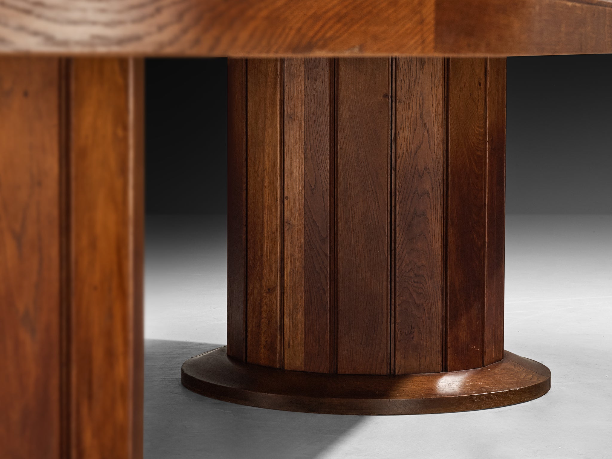 Grand Art Deco Dining Table in Oak with Inlaid Geometric Top Tables Morentz