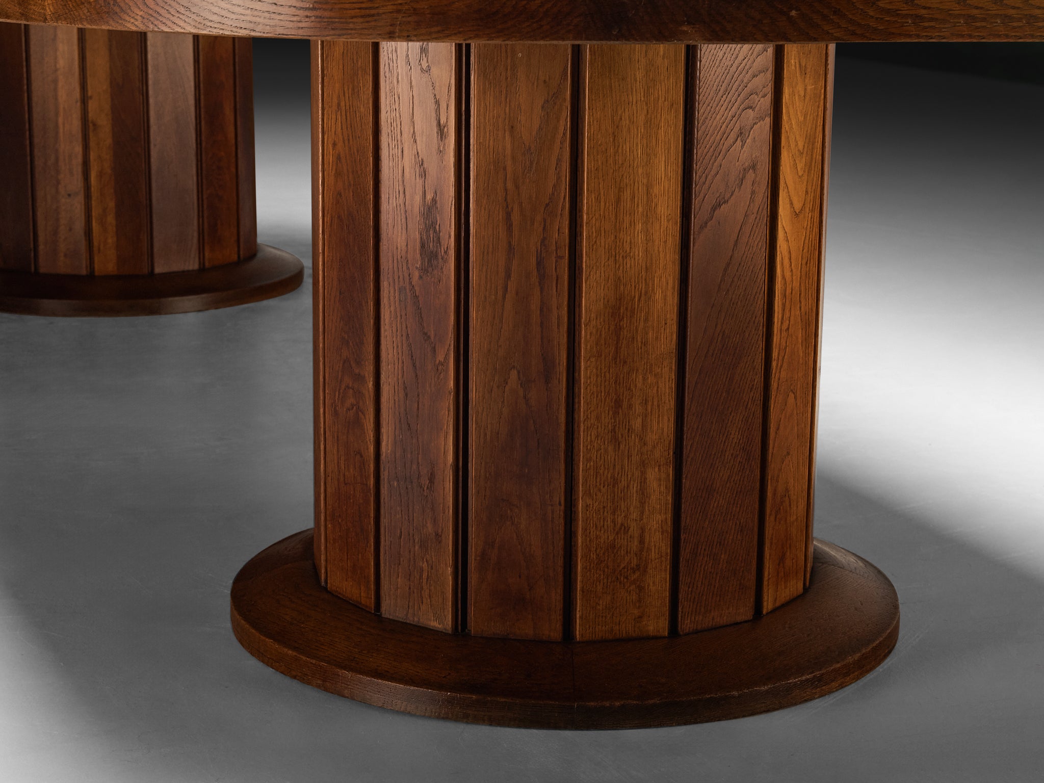 Grand Art Deco Dining Table in Oak with Inlaid Geometric Top Tables Morentz