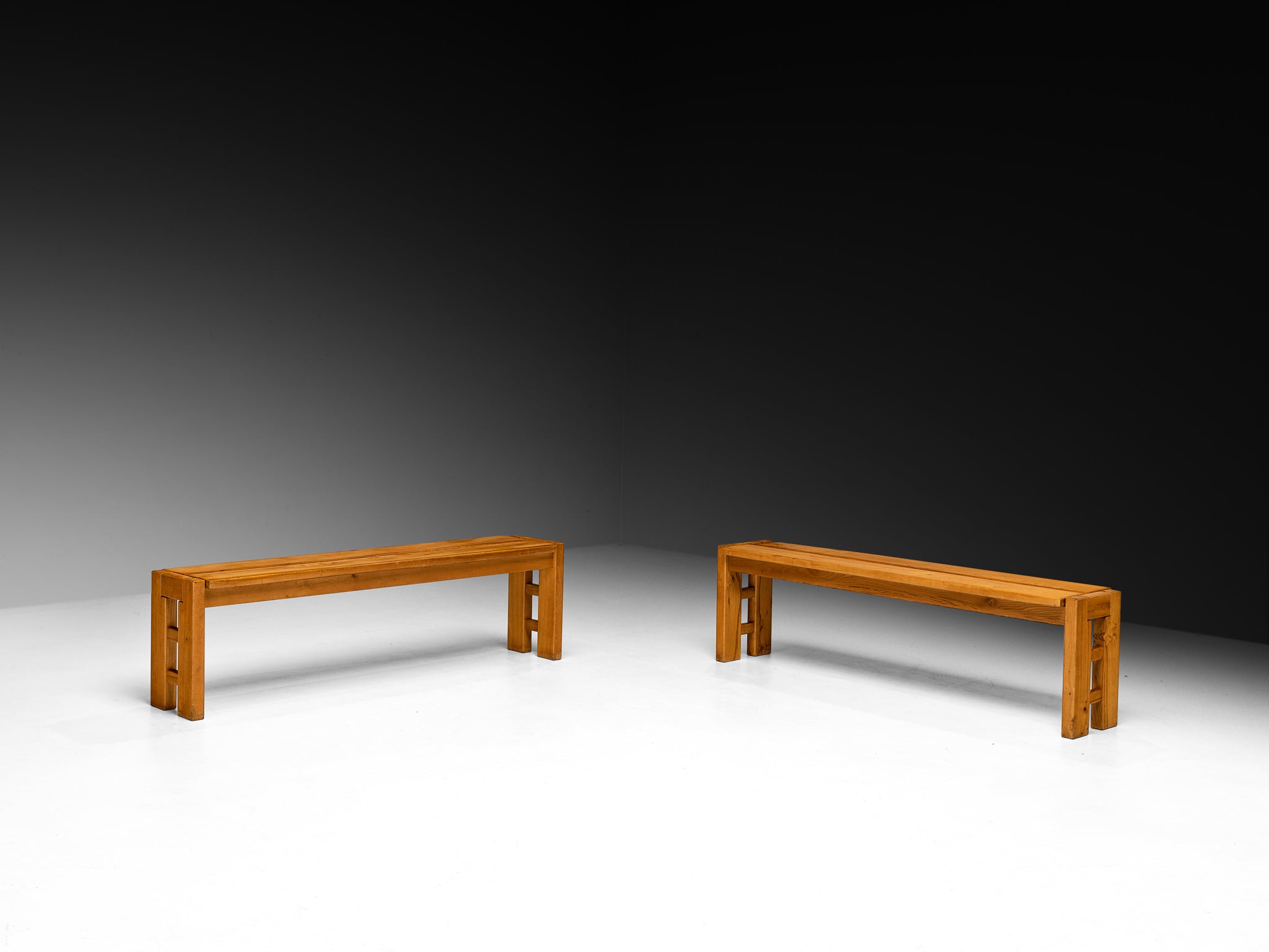 Maison Regain Grid Side Benches in Elm Seating Morentz