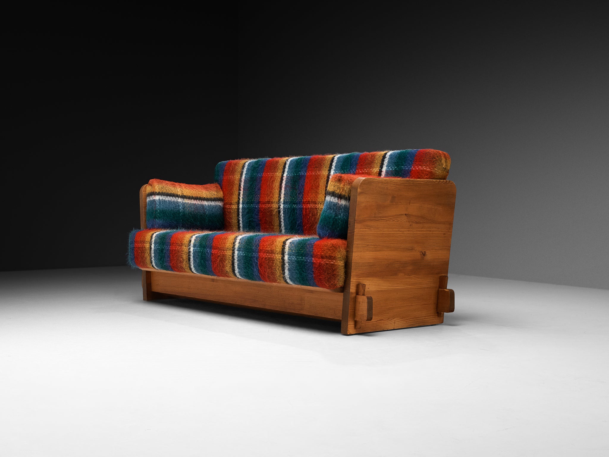 Axel Einar Hjorth for Nordiska Kompaniet 'Lovö' Sofa in Solid Pine and Wool Seating Morentz