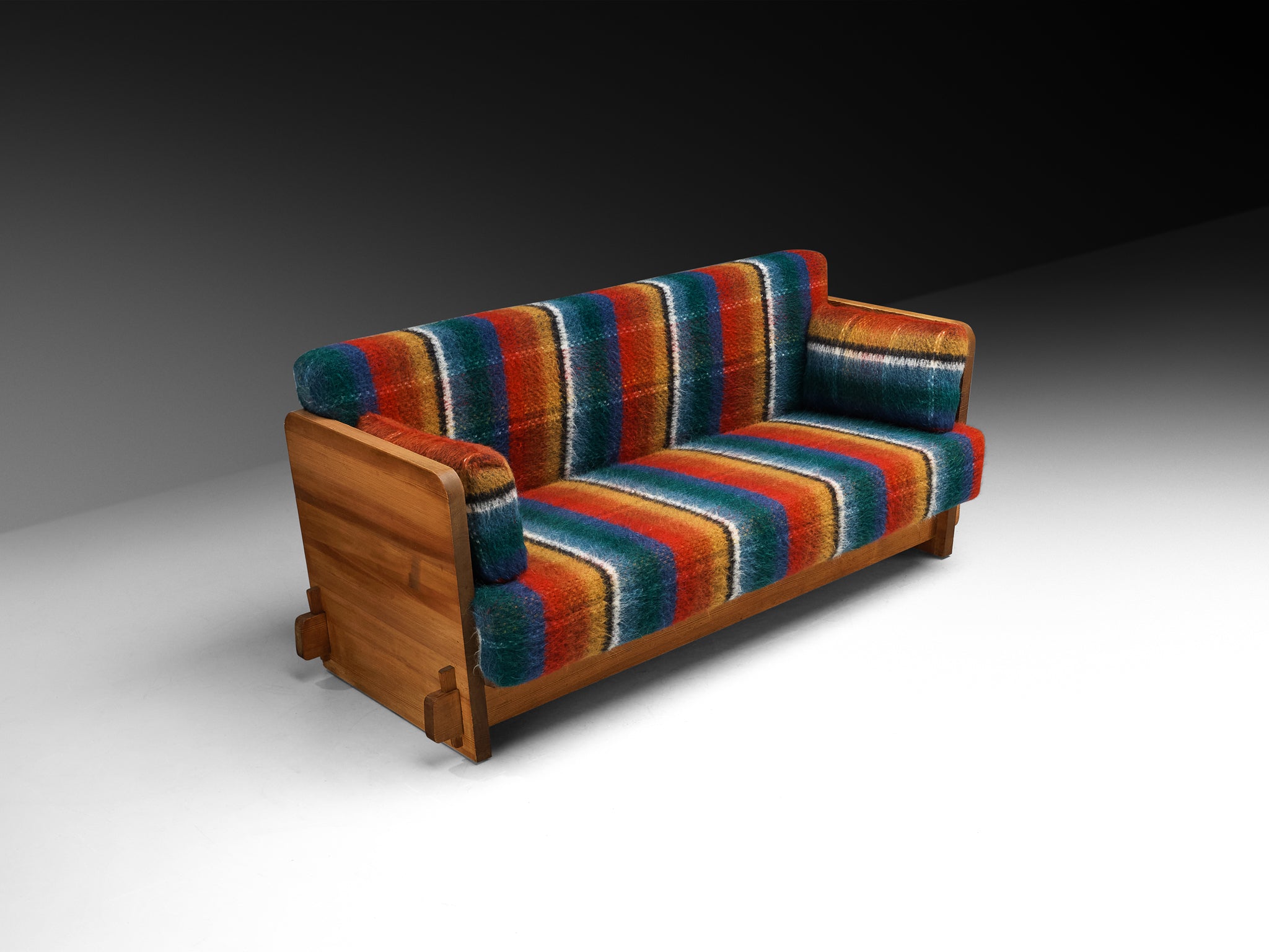 Axel Einar Hjorth for Nordiska Kompaniet 'Lovö' Sofa in Solid Pine and Wool Seating Morentz