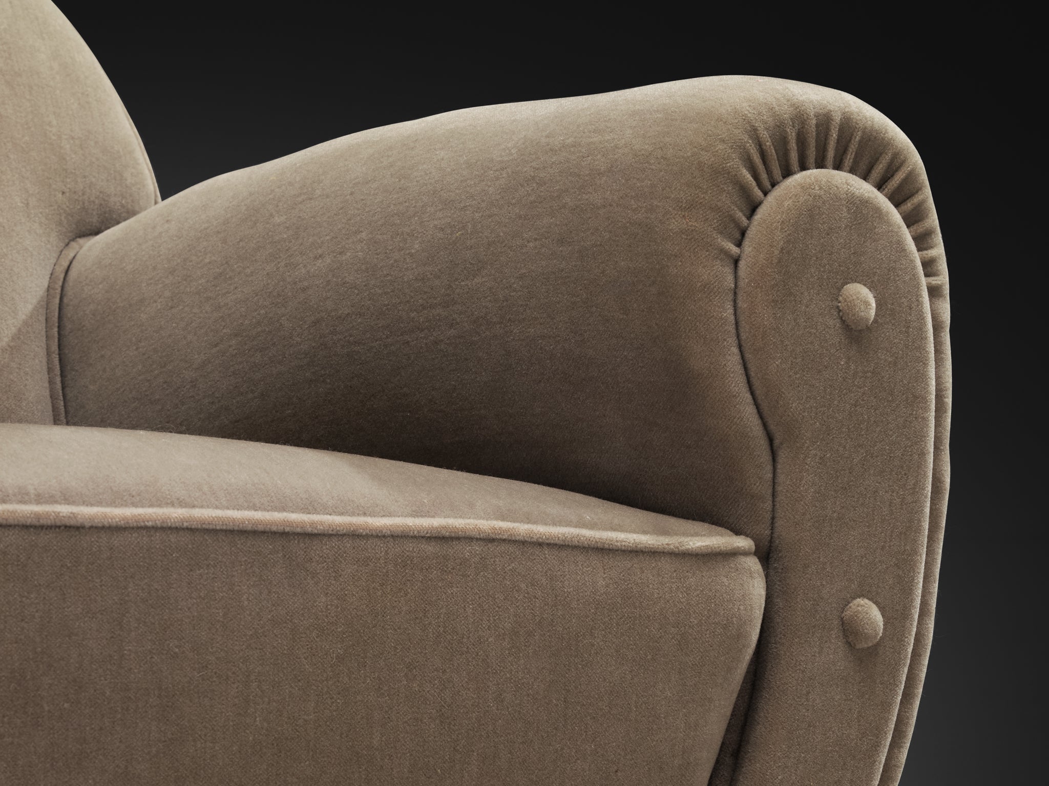 Pair of 1940s French Art Deco Lounge Chairs in Grey Velour Seating Morentz