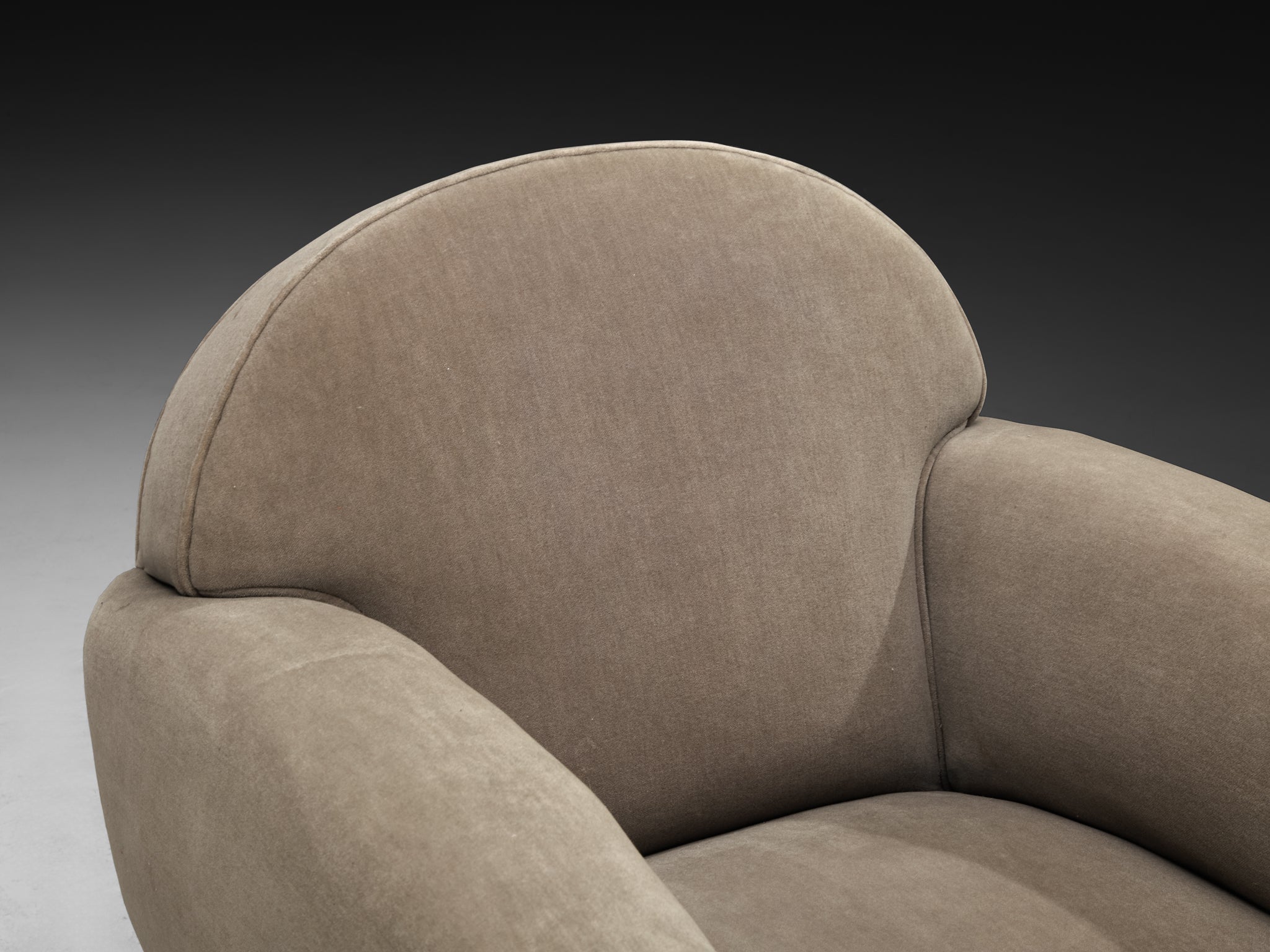 Pair of 1940s French Art Deco Lounge Chairs in Grey Velour Seating Morentz