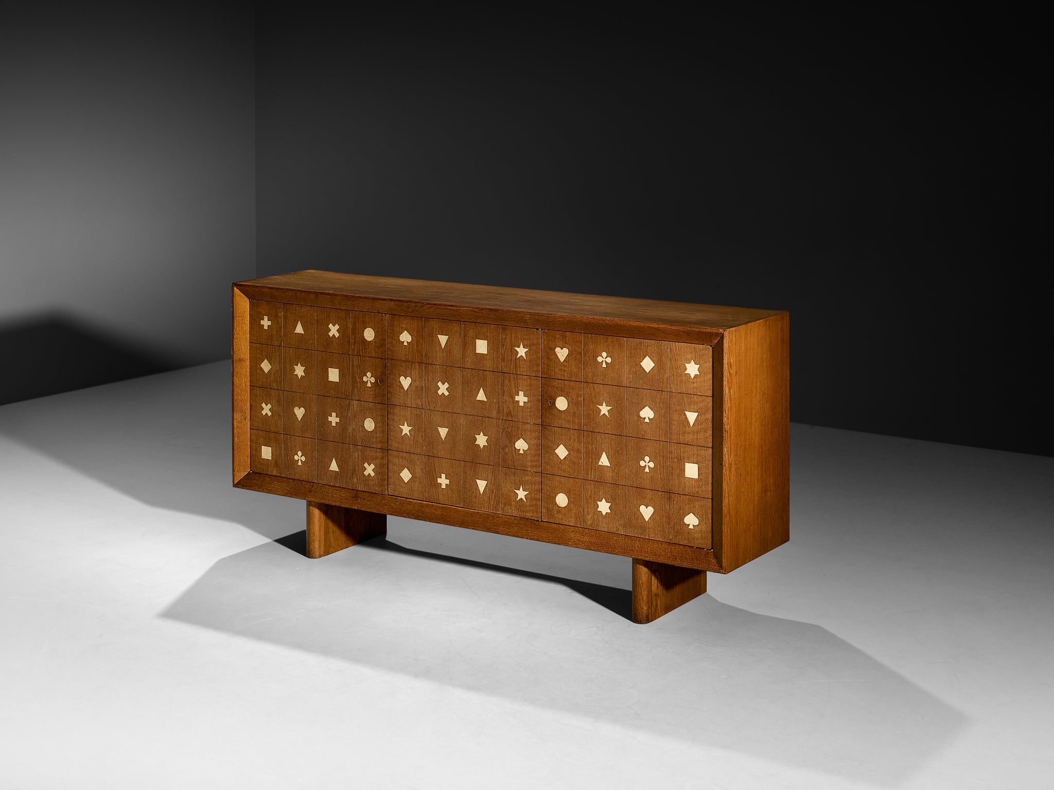 Mid-Century Parisian Sideboard in Oak with Carved Motifs Case pieces and storage cabinets Morentz