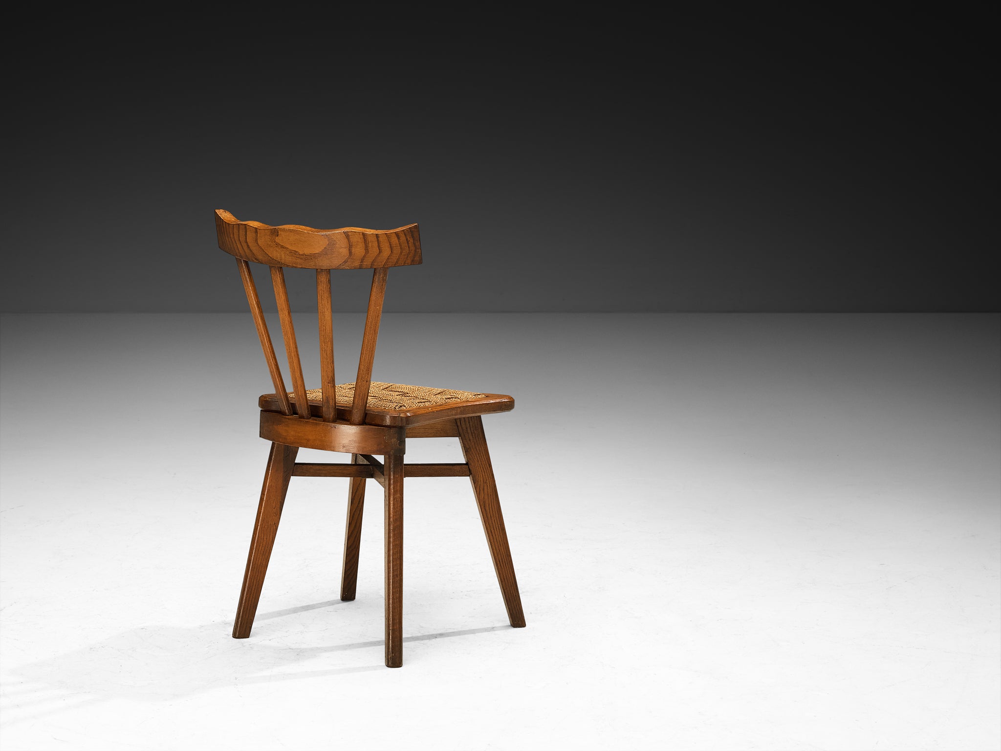 Ernesto Valabrega for Vittorio Valabrega Pair of Chairs in Chestnut and Rush Seating Morentz