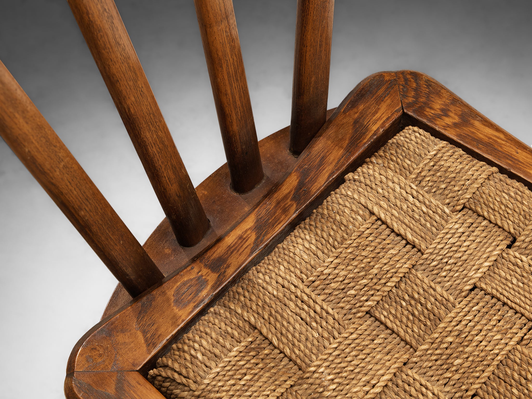 Ernesto Valabrega for Vittorio Valabrega Pair of Chairs in Chestnut and Rush Seating Morentz
