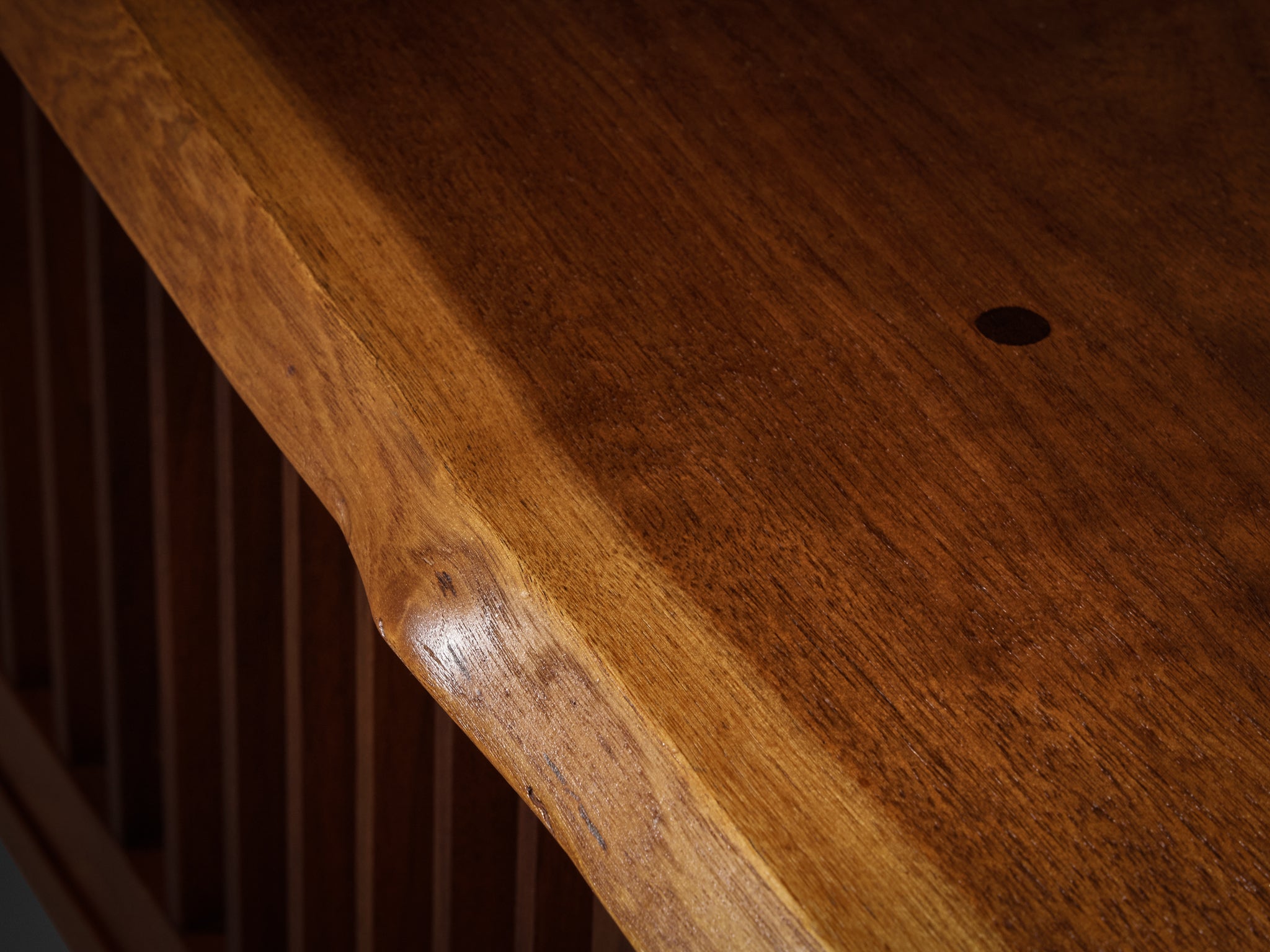 George Nakashima Wall-Mounted Sideboard in Walnut and Pandanus Cloth Case pieces and storage cabinets Morentz