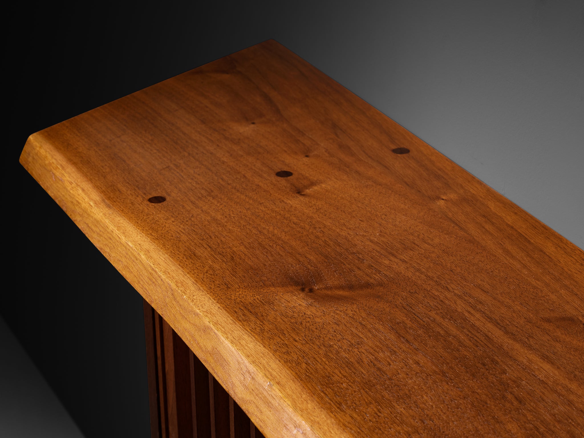 George Nakashima Wall-Mounted Sideboard in Walnut and Pandanus Cloth Case pieces and storage cabinets Morentz